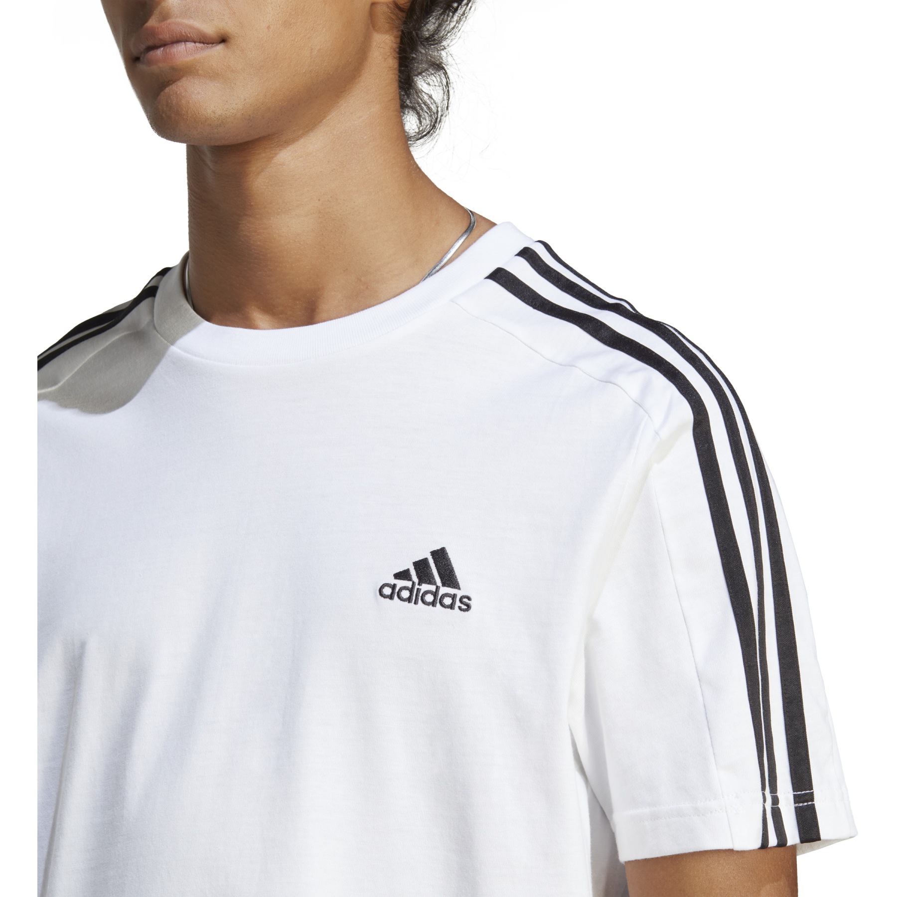 adidas Essentials Single Jersey 3-Stripes - Men T-Shirt IC9336 white/black
