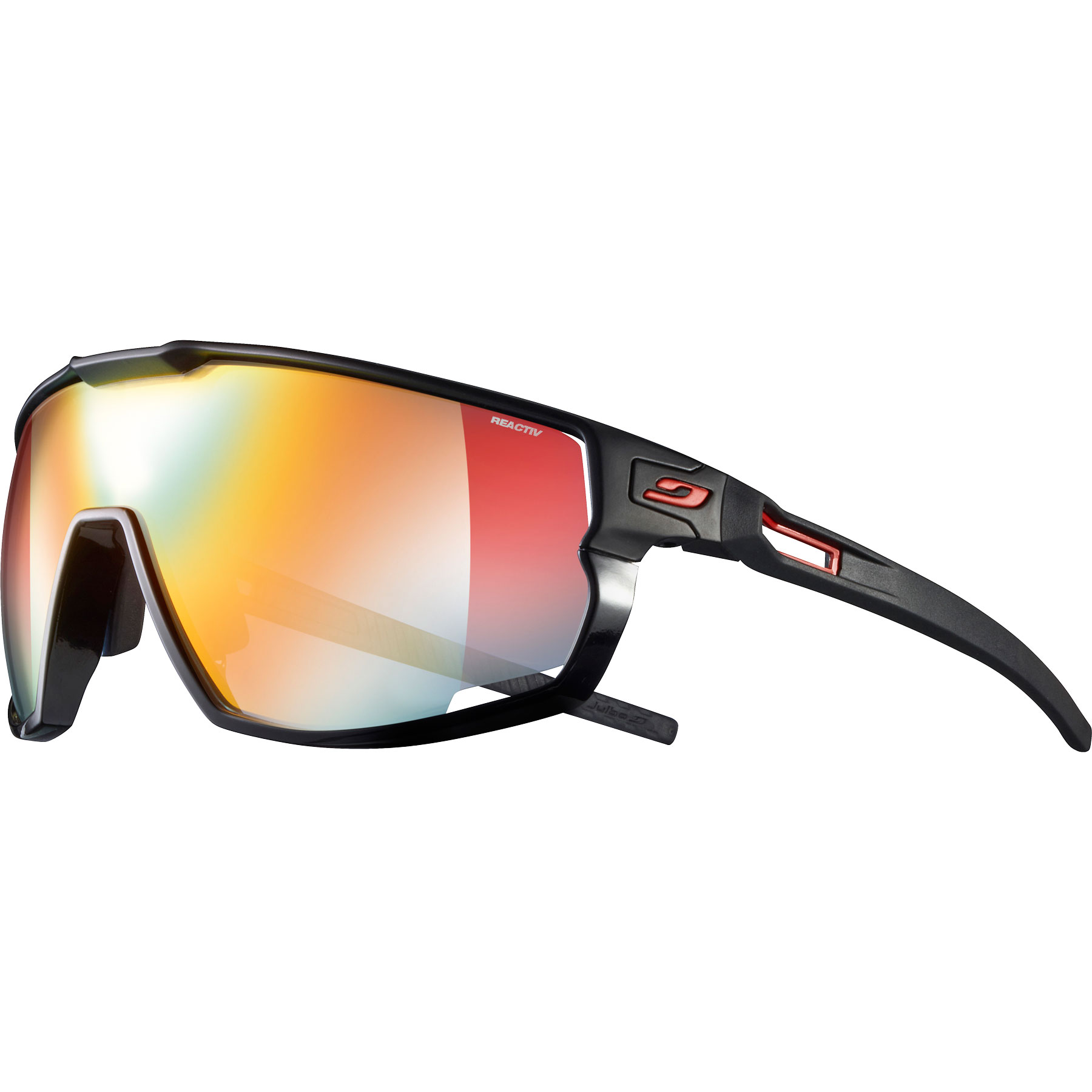 Picture of Julbo Rush Reactiv Performance 1-3 Sunglasses - Matt Black Glossy Black / Multilayer Red