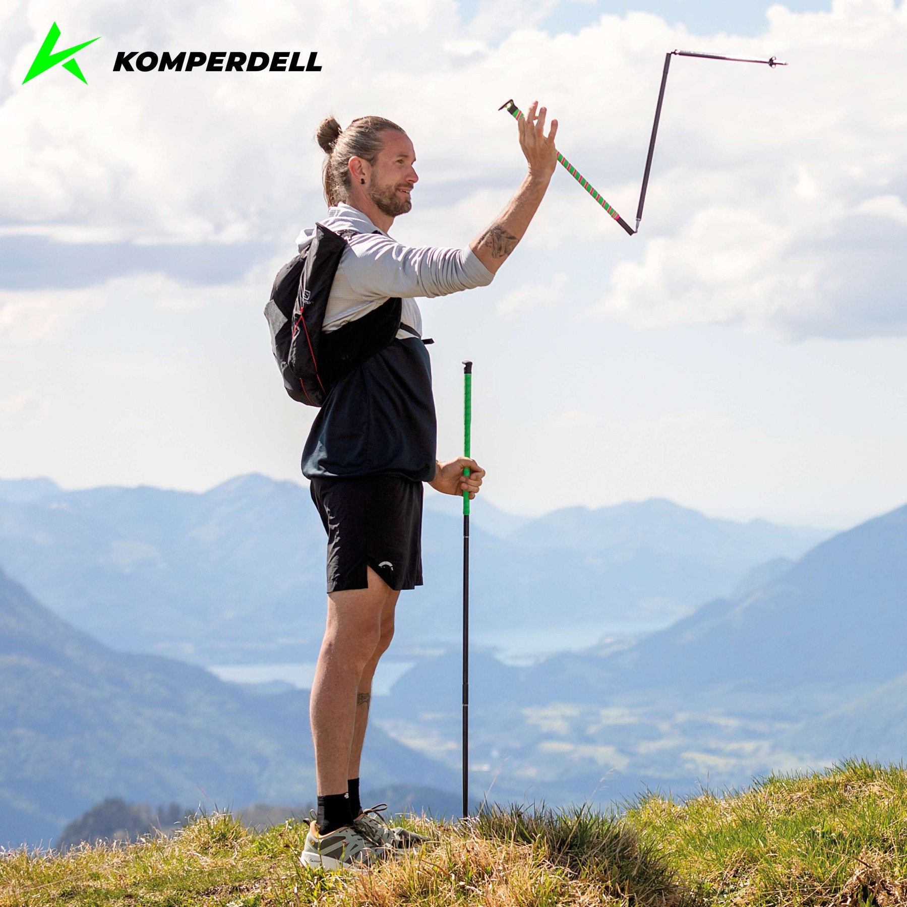 Bâtons De Randonnée Komperdell Explorer Contour - Alu, Pointes Carbone, Réglables Jusqu'à 120cm - Neuf Avec Facture