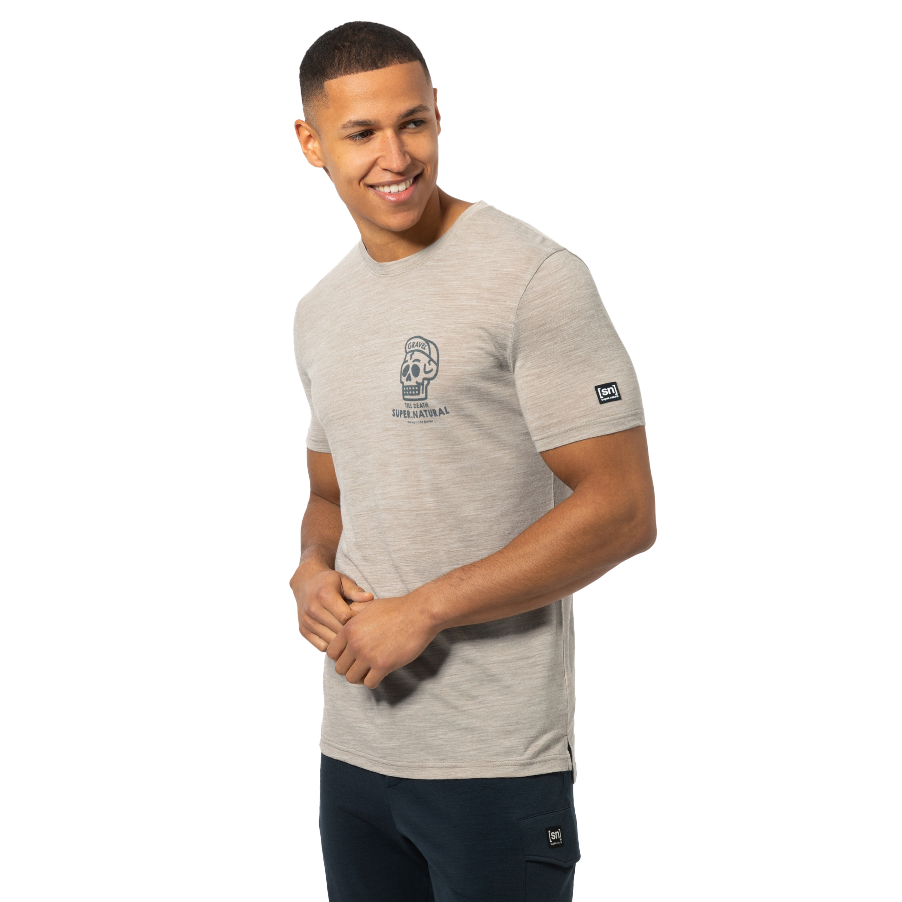 Bild von SUPER.NATURAL Gravel T-Shirt Herren - Vintage Khaki Melange/Turbulence Blue