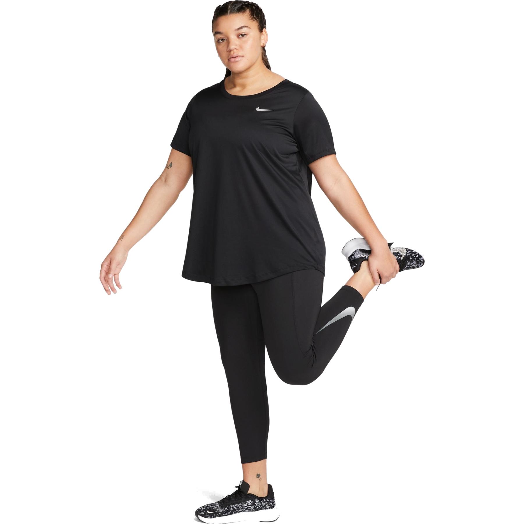Nike Dri-FIT Fast 7/8 Leggings in Black and Silver [FB4579-010
