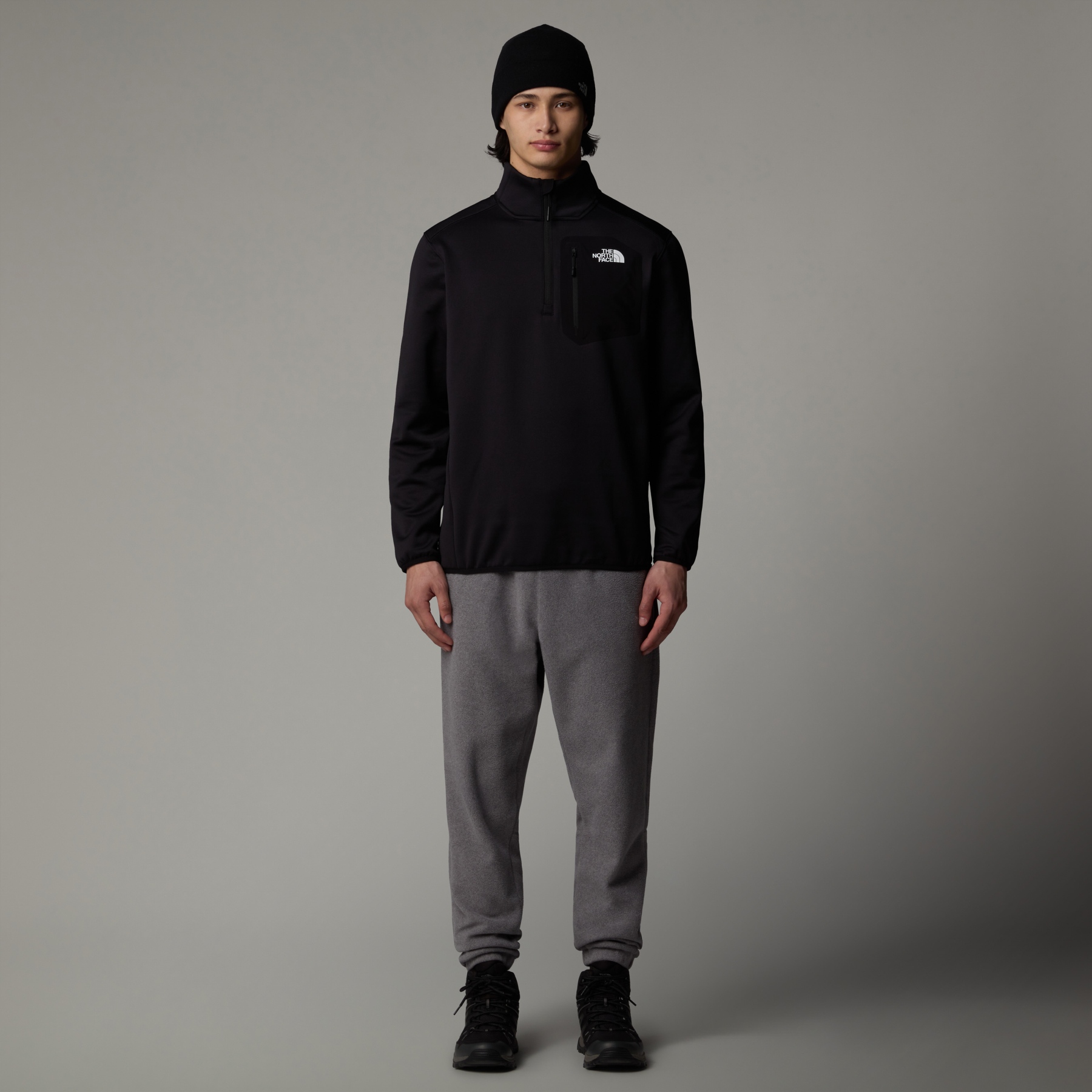 The North Face Crest 1/4 Zip Fleece Pullover Men - TNF Black | BIKE24