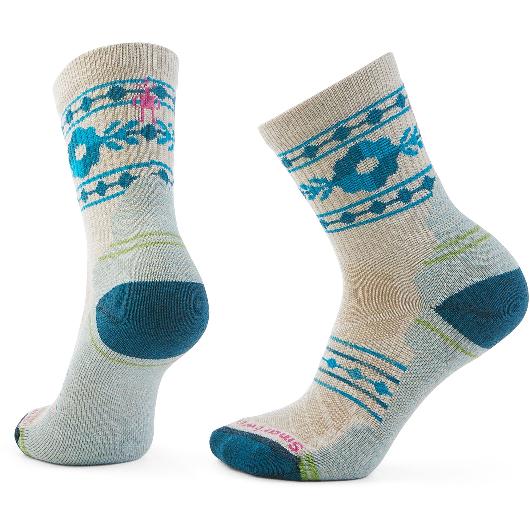 Productfoto van SmartWool Light Cushion Retro Floral Mid Crew Wandelsokken Dames - A81 moonbeam