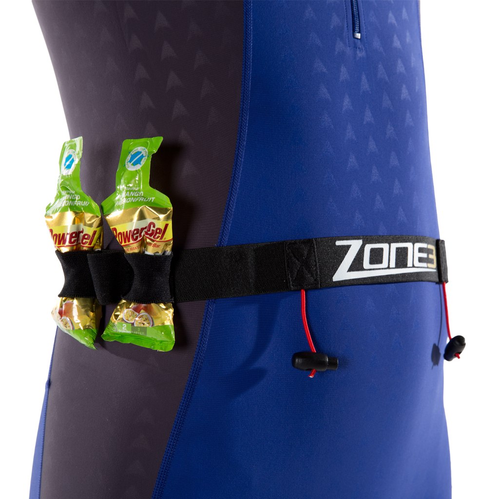 Zone3 Ultimate Race Number Belt with Energy Gel Storage - black