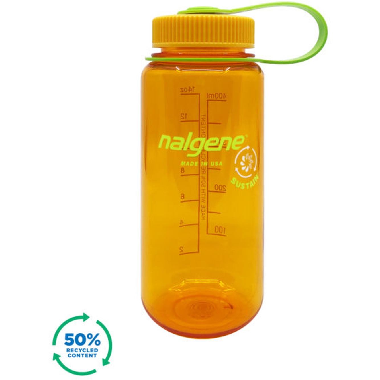 Produktbild von Nalgene Wide Mouth Sustain Trinkflasche - WH 0,5l - clementine