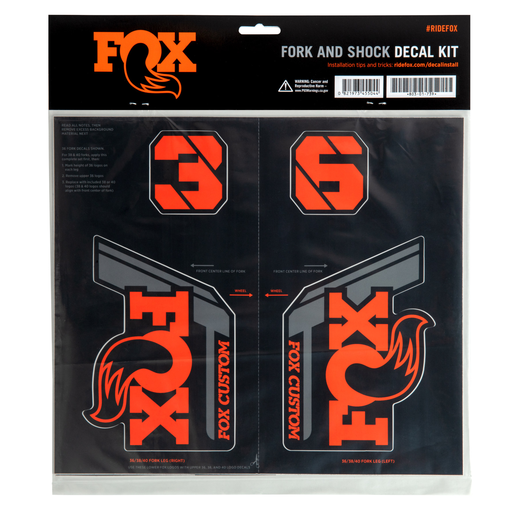 Productfoto van FOX CUSTOM Decal Kit for Fork &amp; Rear Shock - orange