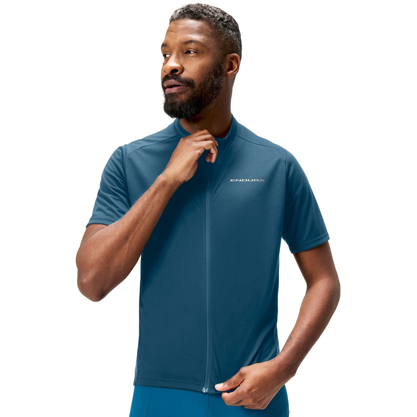 Productfoto van Endura Loop Zipped Fietsshirt met Korte Mouwen Heren - barra blue