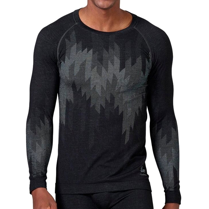 Image de Odlo Maillot de Corps Manches Longues Homme - Kinship Performance Wool Warm Crew Neck - black melange