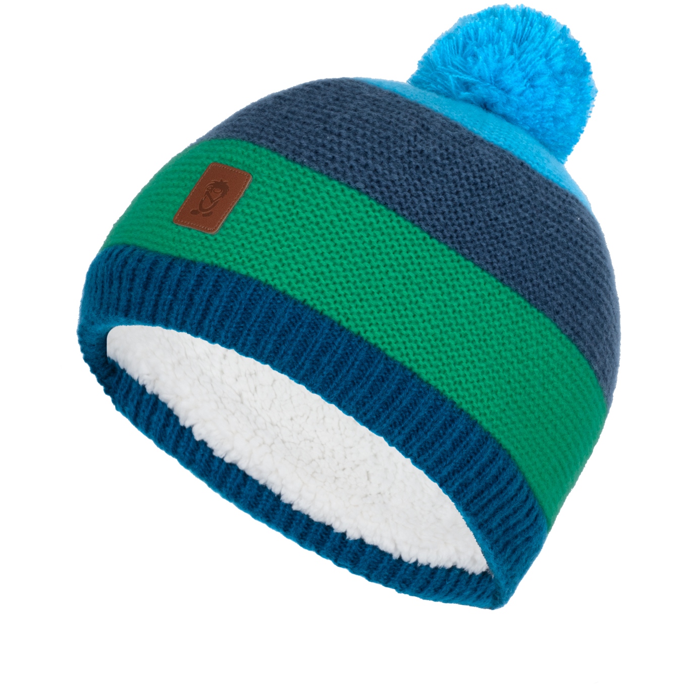 Produktbild von Trollkids Gryllefjord Bommelmütze Kinder - fresh green/mystic blue
