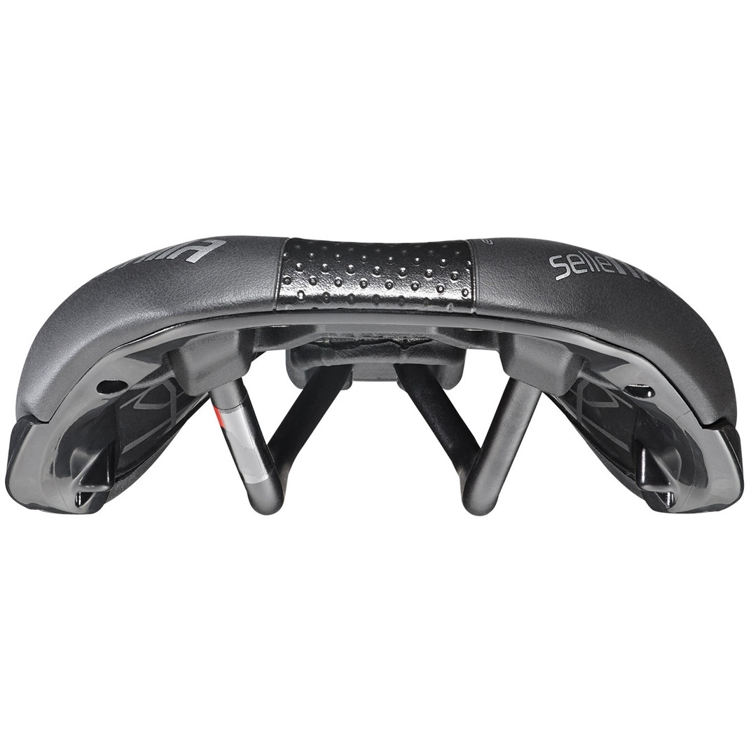 Selle De Vélo De Route Selle Italia Mythos - Cuir Noir, Rails Vanadium - Occasion, état Correct Avec Marques D'usure