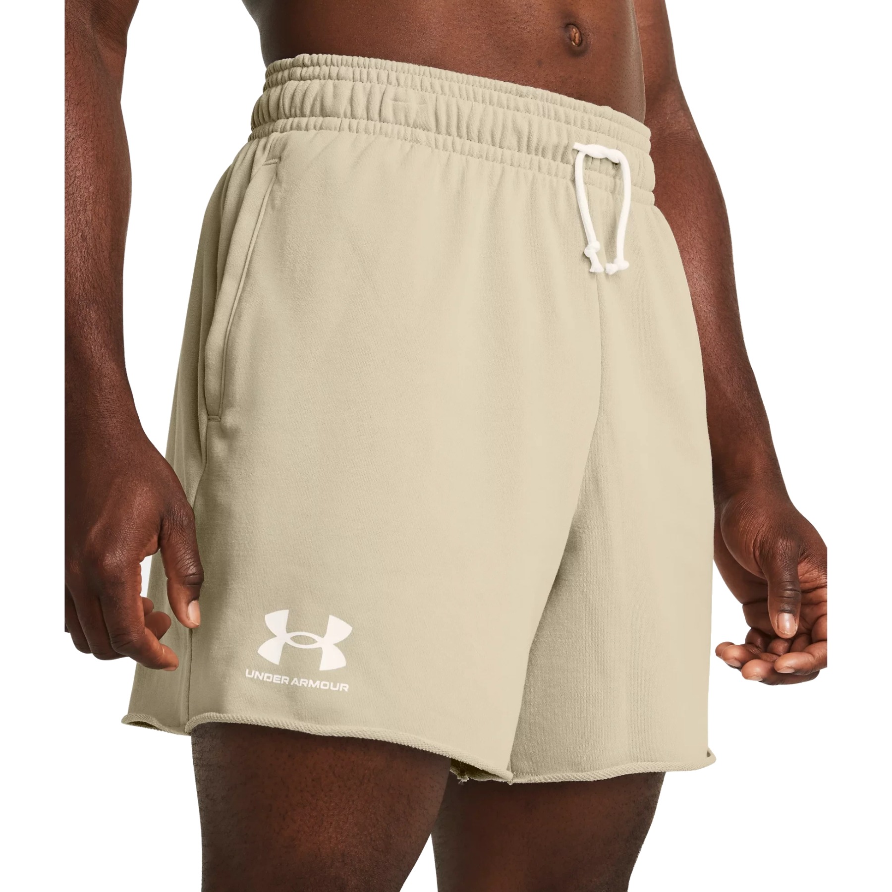 Under Armour UA Rival Terry 6 Shorts Men Khaki Base Onyx White BIKE24