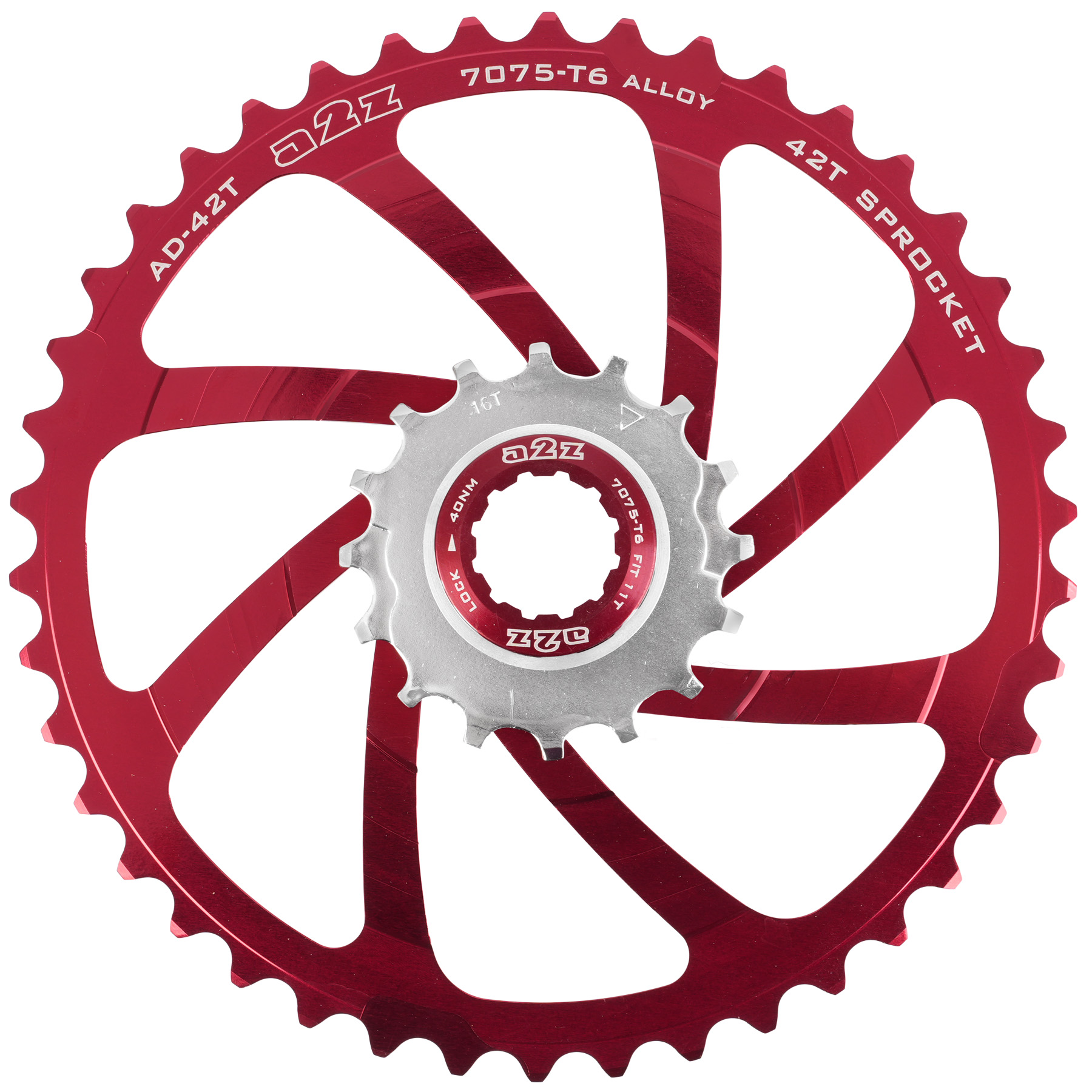 Комплект для переоборудования A2Z - 10-скоростной для Shimano/SRAM - 42T - красный