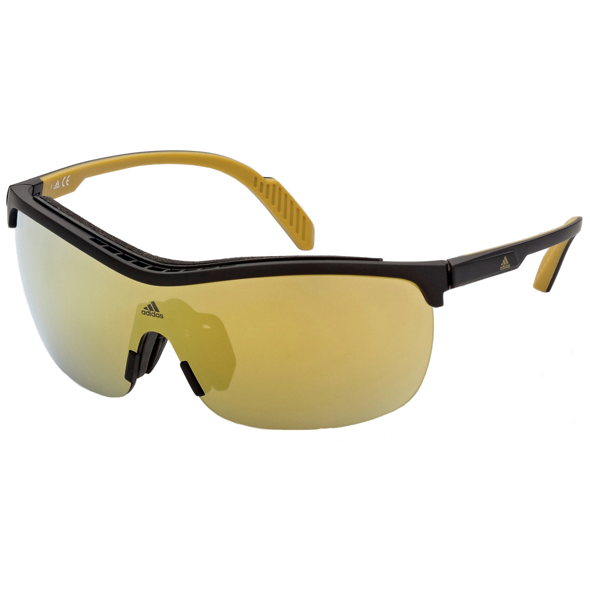 Image of adidas Prfm Shield Lite Pro SP0043 Sport Sunglasses - Matte Black / Contrast Mirror Gold