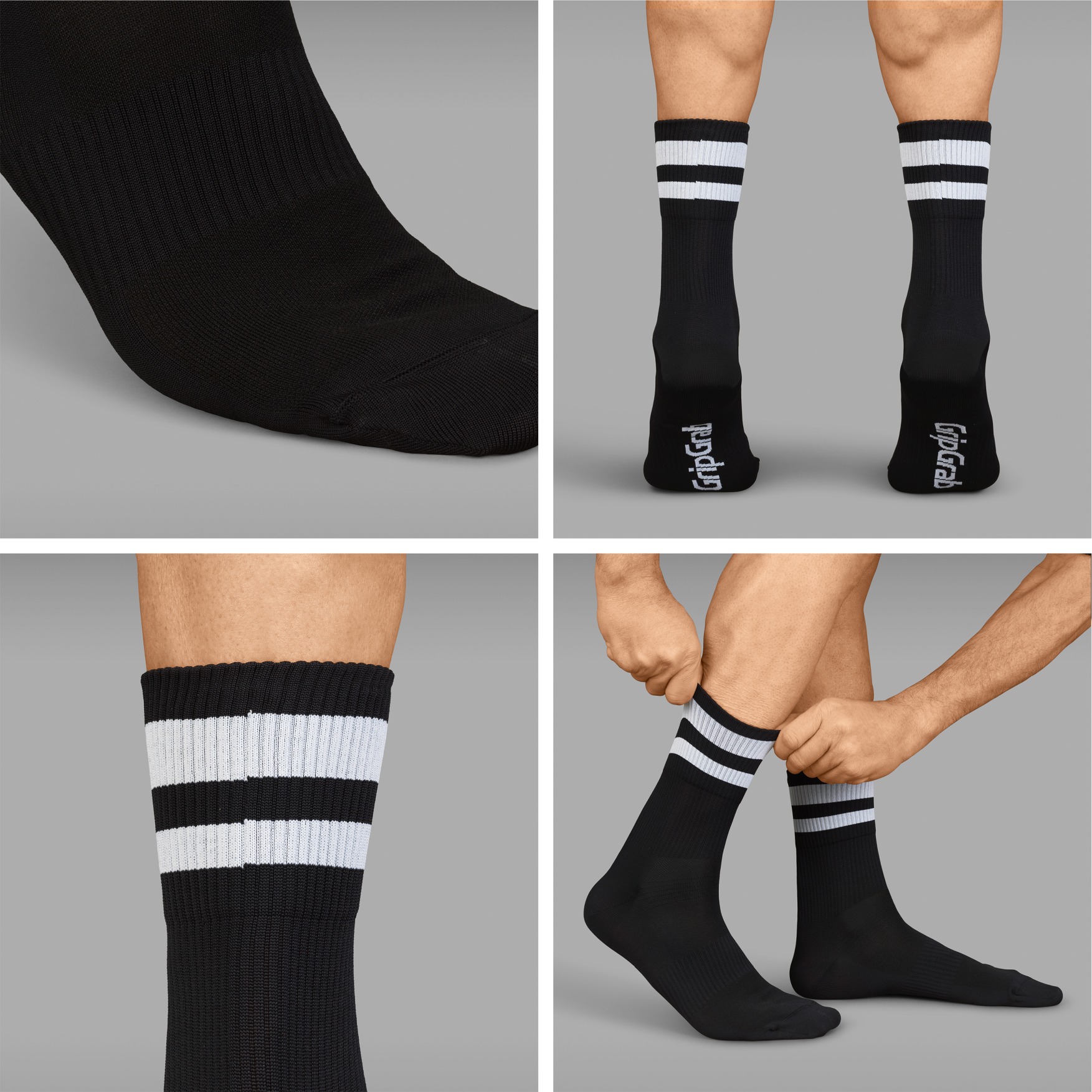 GripGrab Original Stripes Crew Socks - Black | BIKE24