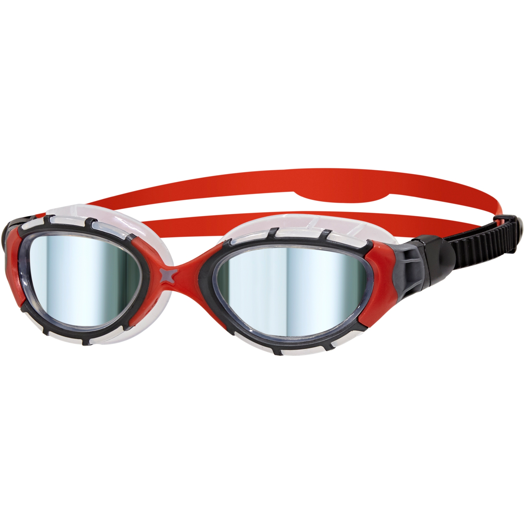 Produktbild von Zoggs Predator Flex Titanium Schwimmbrille - Verspiegelte Gläser - Small Fit - Schwarz/Rot
