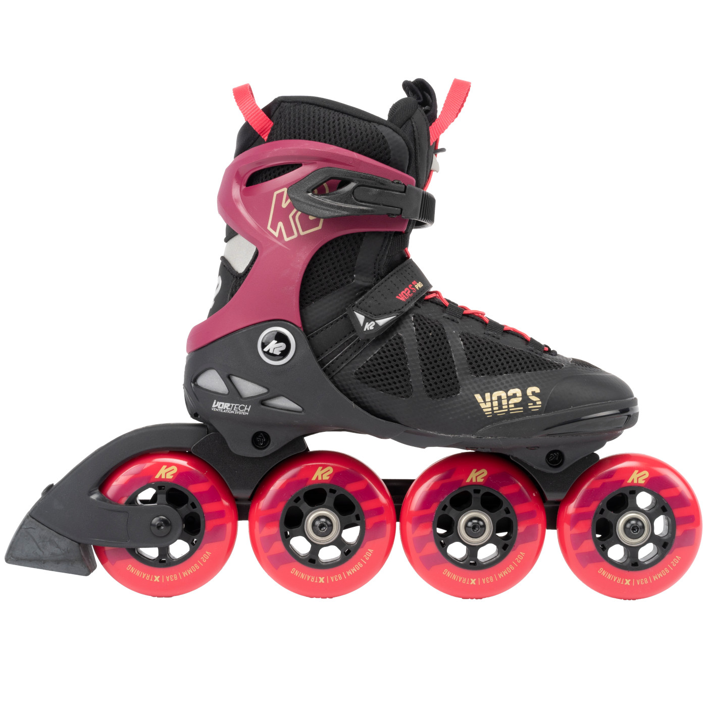 Picture of K2 VO2 S 90 Pro - Women Fitness Inline Skates - 2022 - burgandy - pink