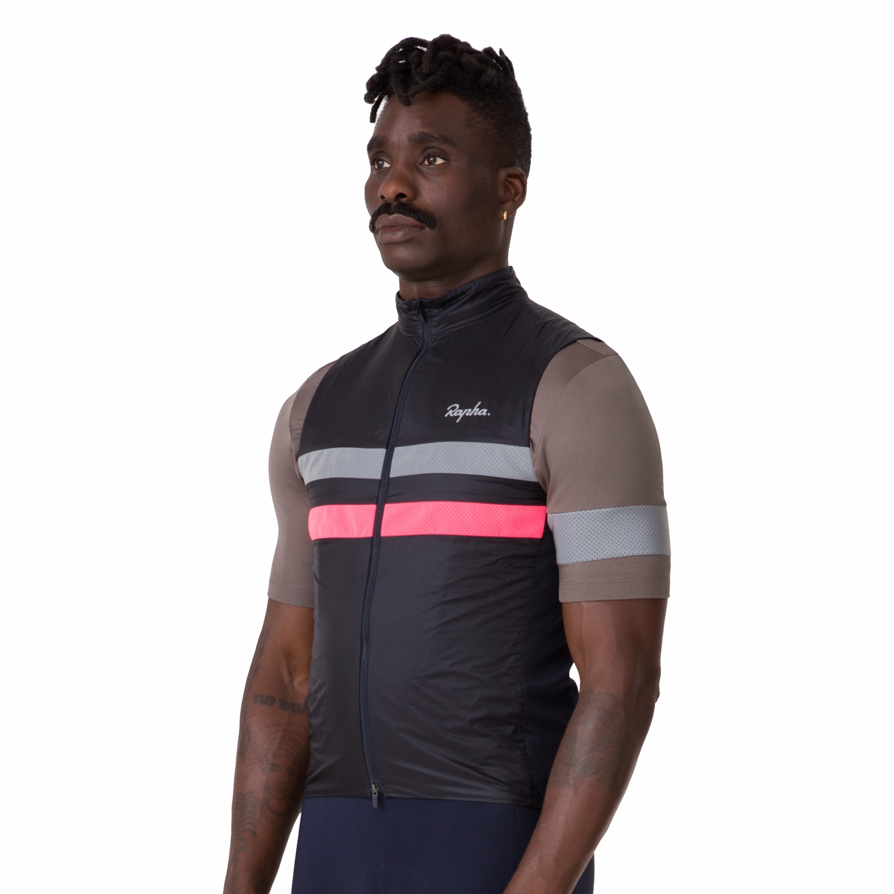 Rapha Brevet Insulated Vest Men dark navy hi vis pink silver BIKE24