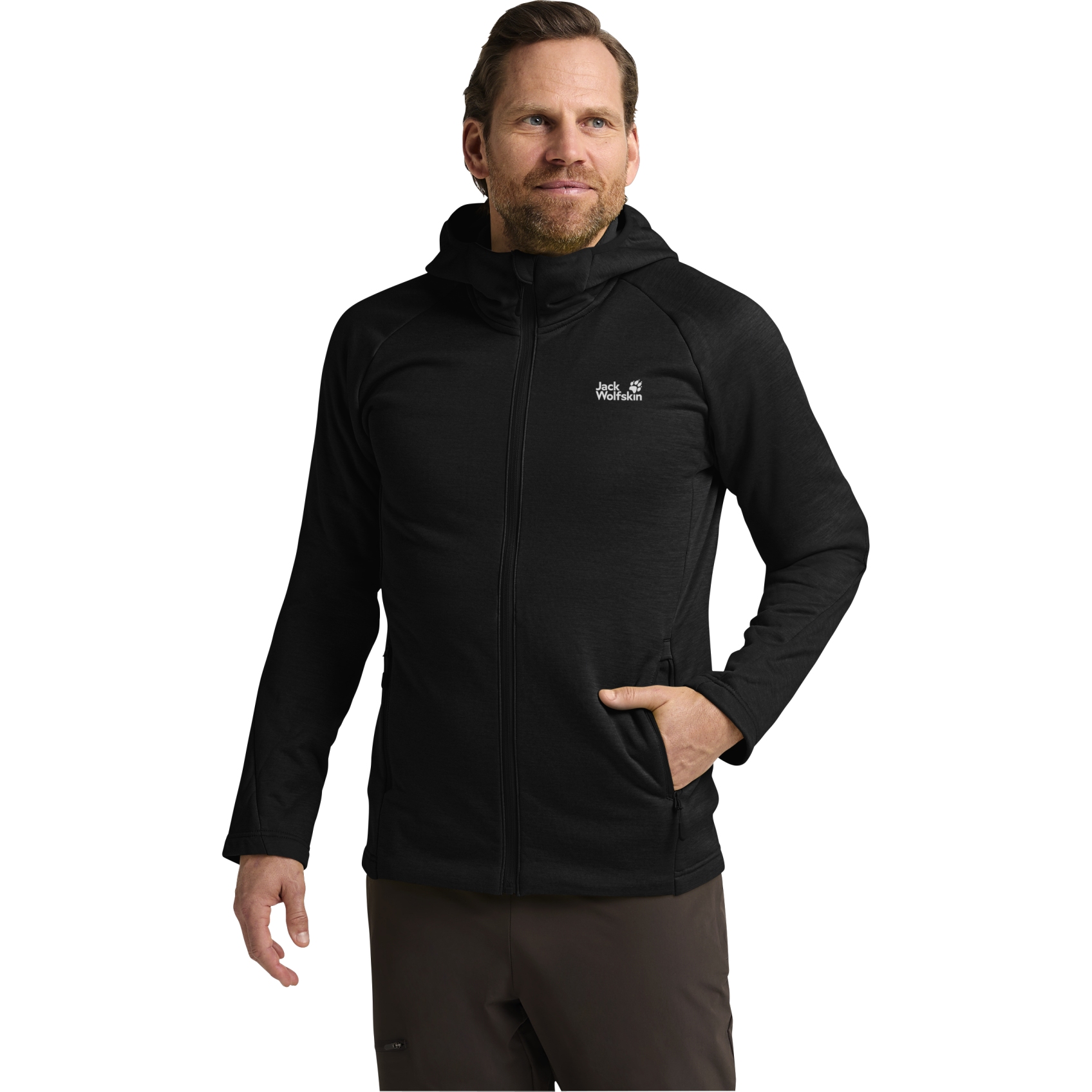Jack Wolfskin Peak District Hooded Full Zip Jacket Men - black 
