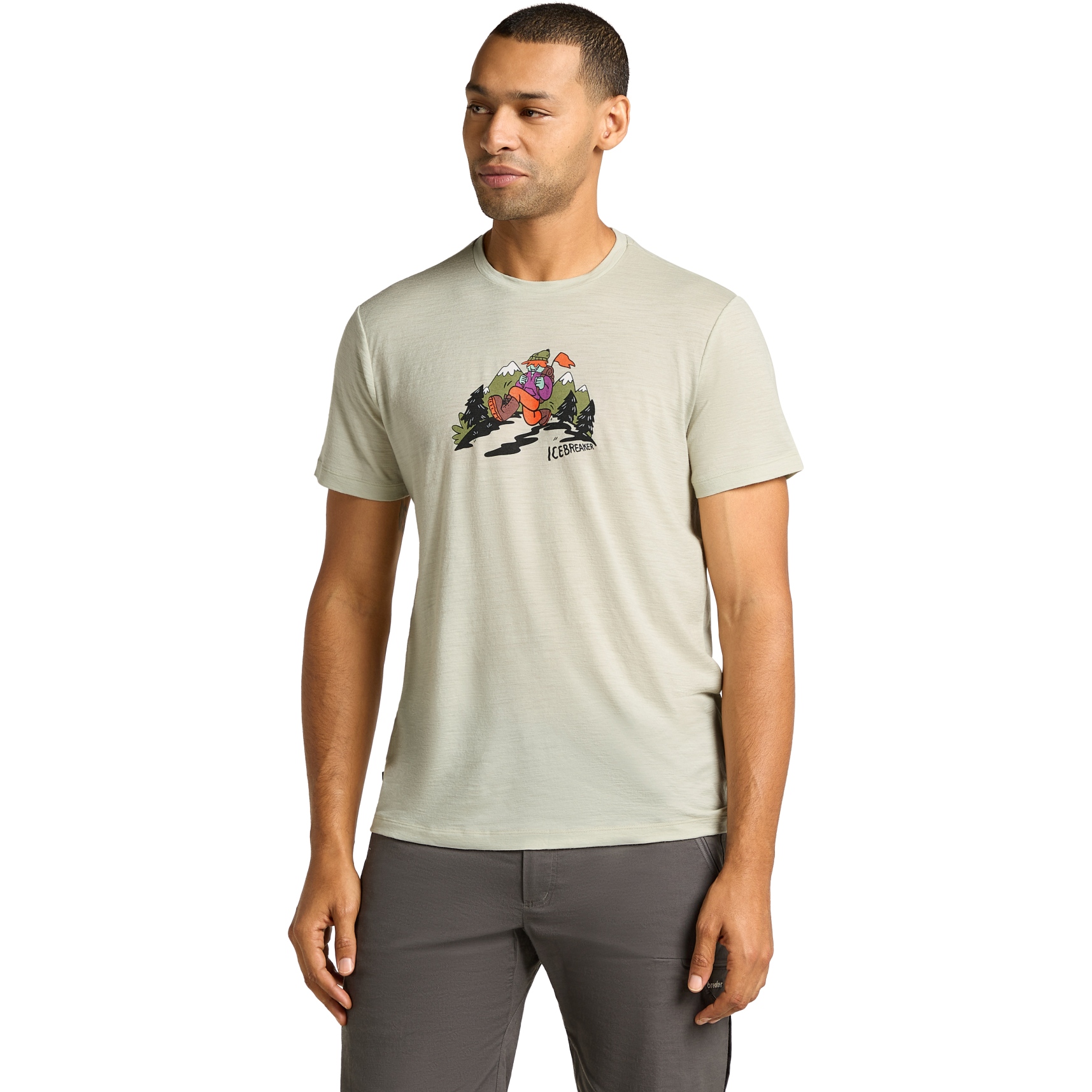 Photo produit de Icebreaker T-Shirt Homme - Merino 150 Tech Lite Catch Me Outside - Ashen