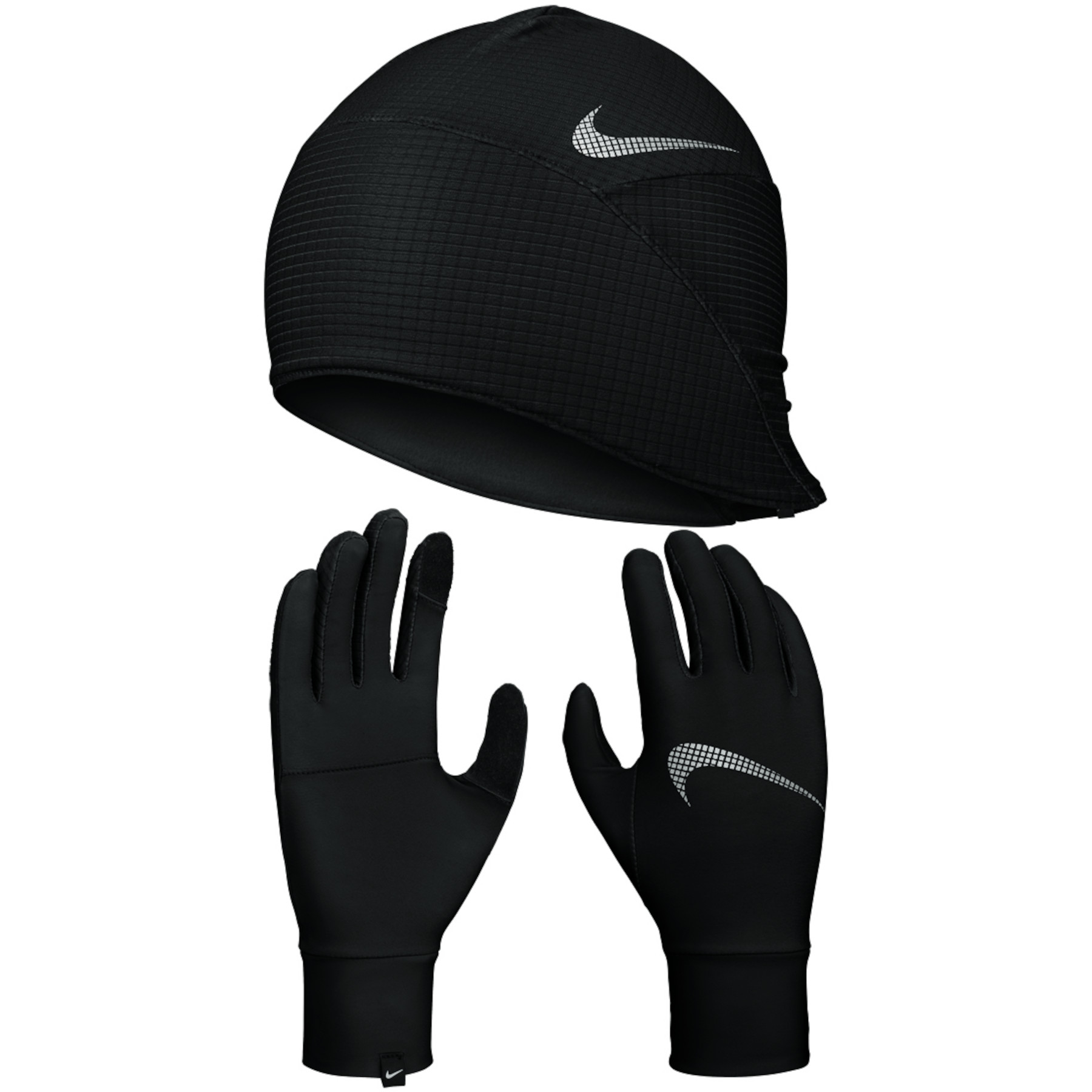 Produktbild von Nike Essential Running Damen Set Handschuhe + Mütze - schwarz/schwarz/silber 082
