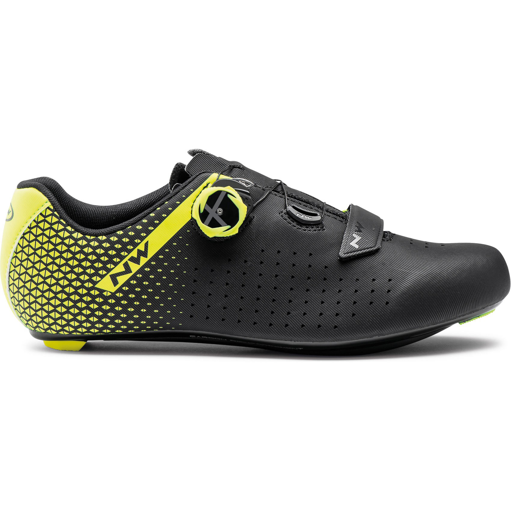 Picture of Northwave Core Plus 2 Road Shoes - black/yellow fluo 04