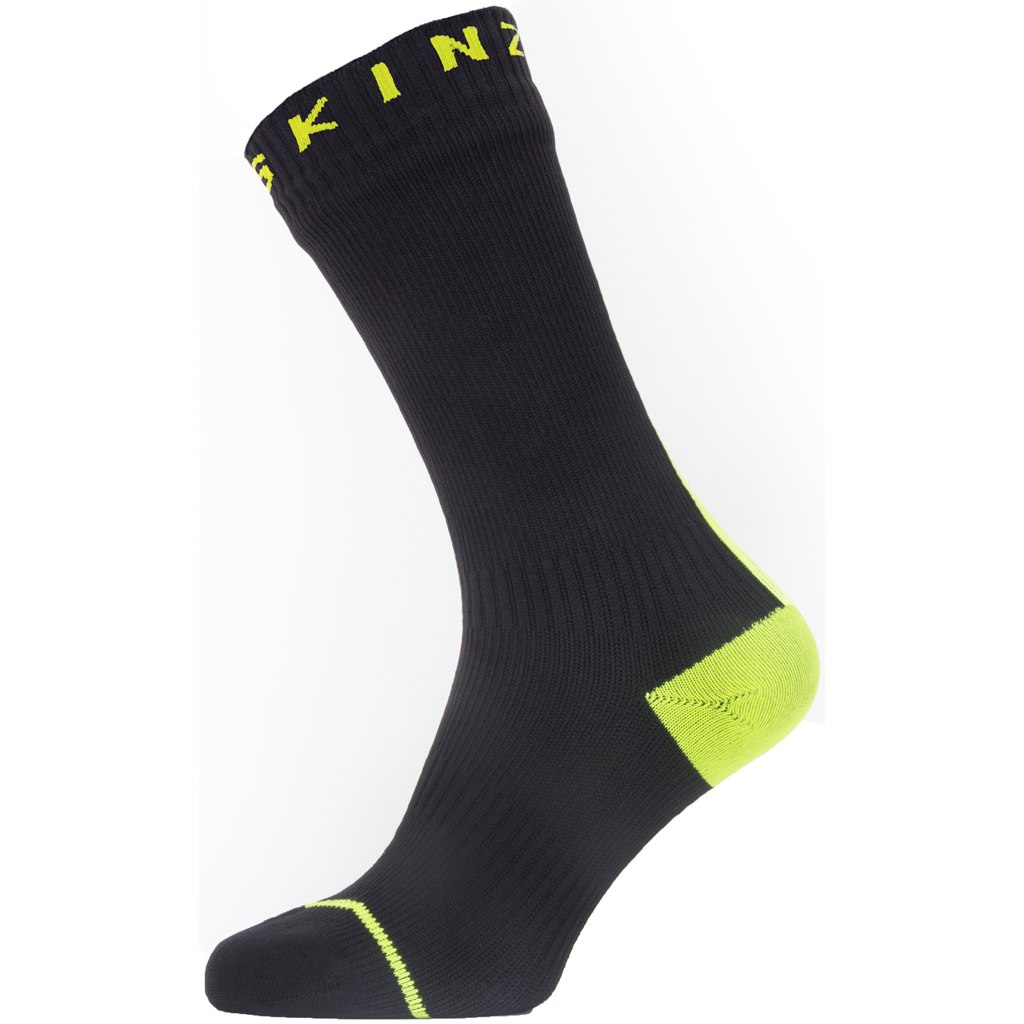 Picture of SealSkinz Waterproof All Weather Mid Length Socks with Hydrostop - Black/Neon Yellow