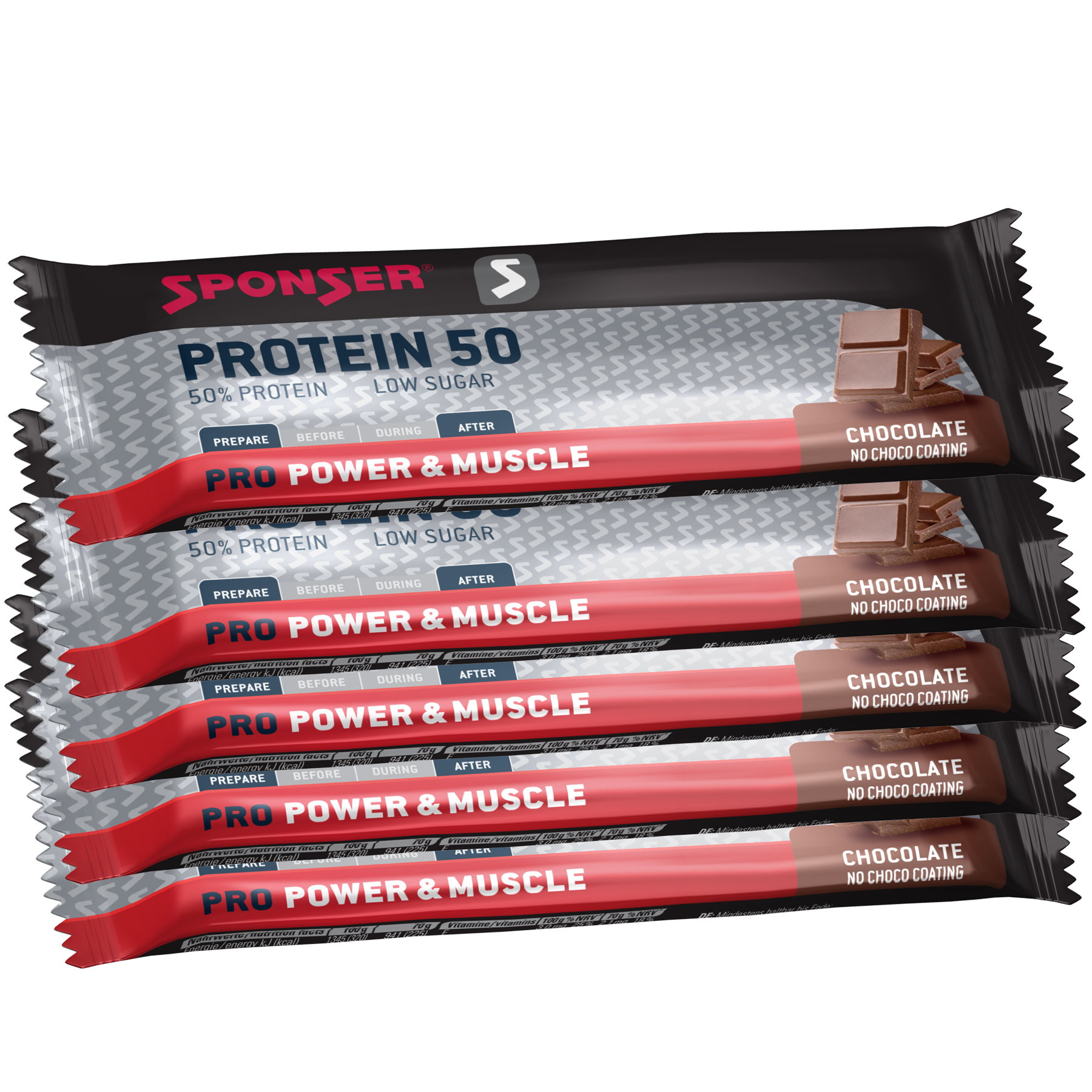 Image of SPONSER Protein 50 Bar Chocolate - 5x50g