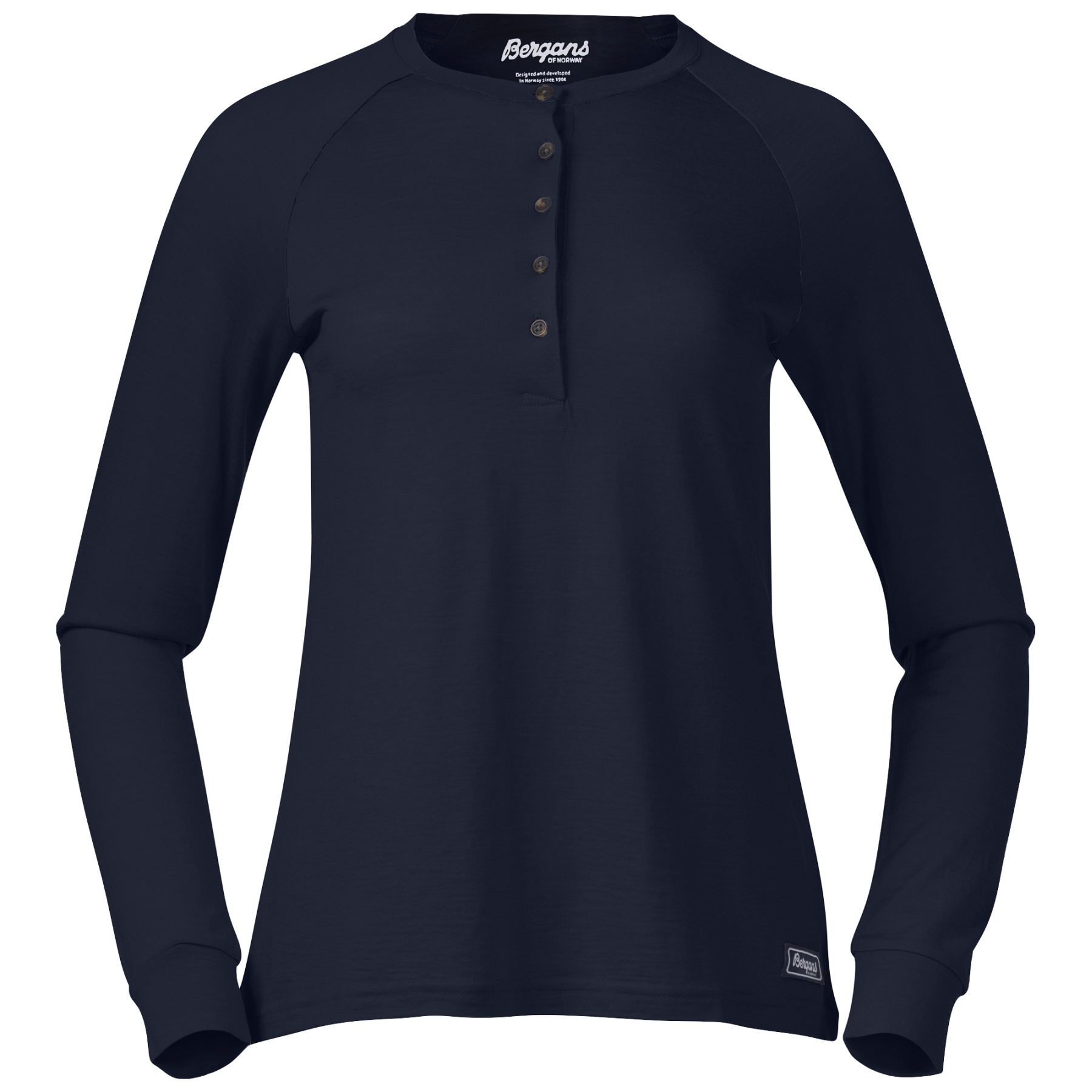 Productfoto van Bergans Lysebu Wool Henley Shirt met Lange Mouwen Dames - navy blue