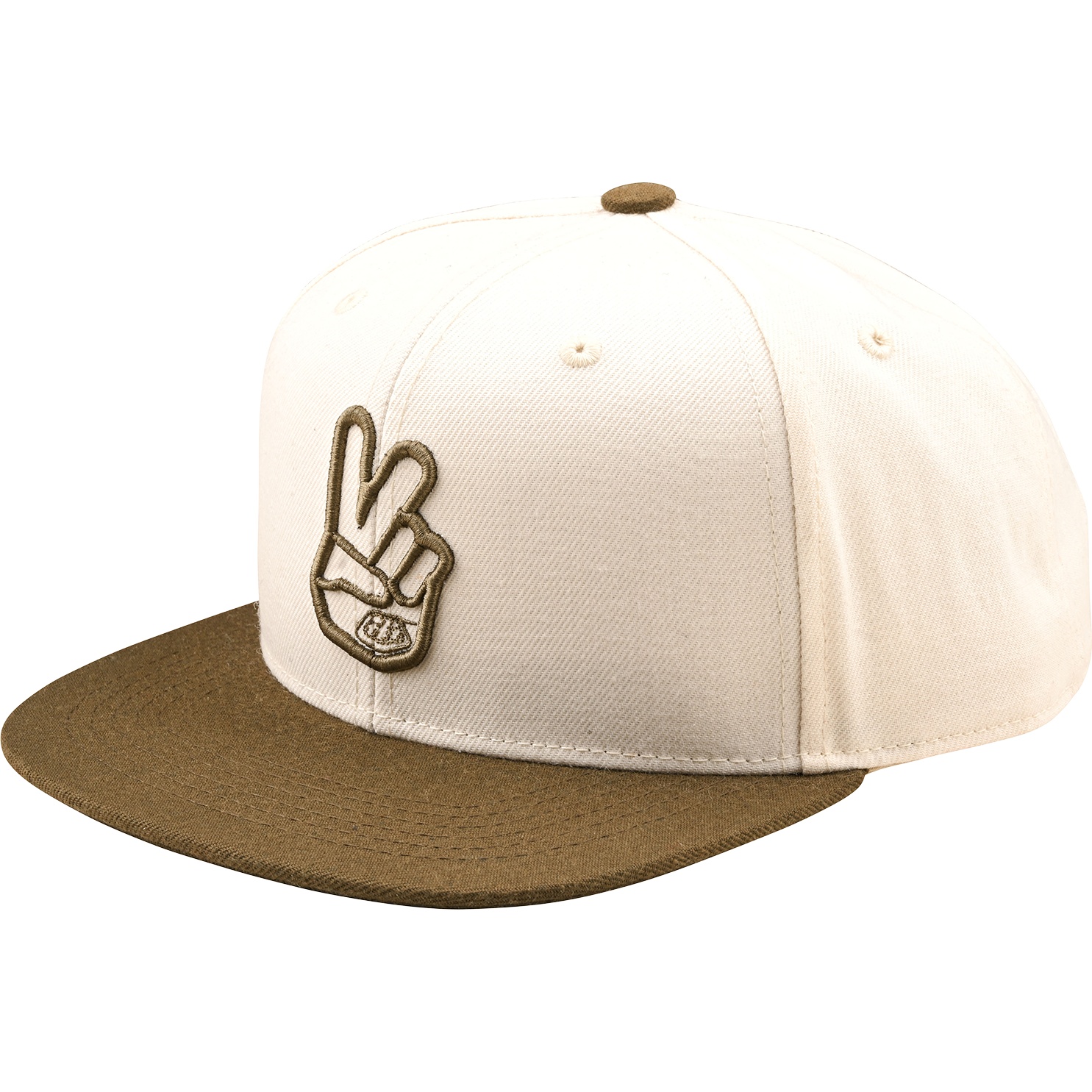 Кепка Troy Lee Designs Flat Bill Snapback - Peace Vintage белого/ оливкового цвета