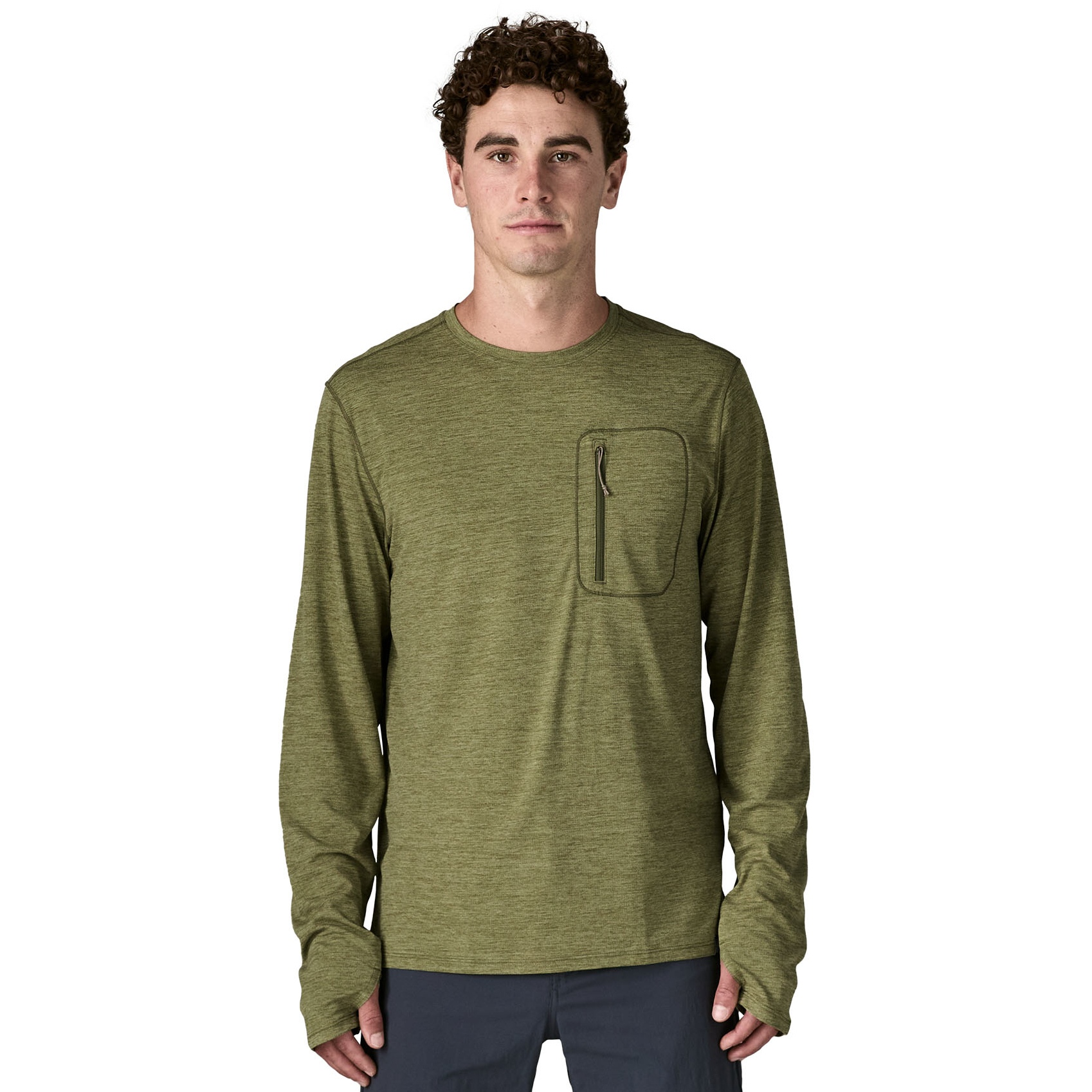 Мужская рубашка с длинным рукавом Patagonia Cap Cool Sun - Caper Green - Buckhorn Green X-Dye green
