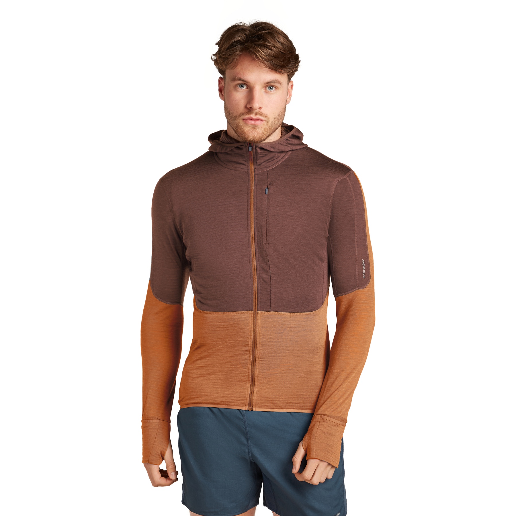 Produktbild von Icebreaker Merino 200 Realfleece™ Descender Zip-Hoodie Herren - Carob/Dusty Clay