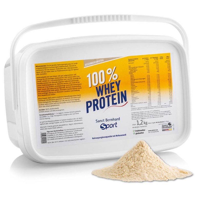 Produktbild von Sanct Bernhard Sport Whey-Protein 100% - Eiweiß-Getränkepulver - 1200g