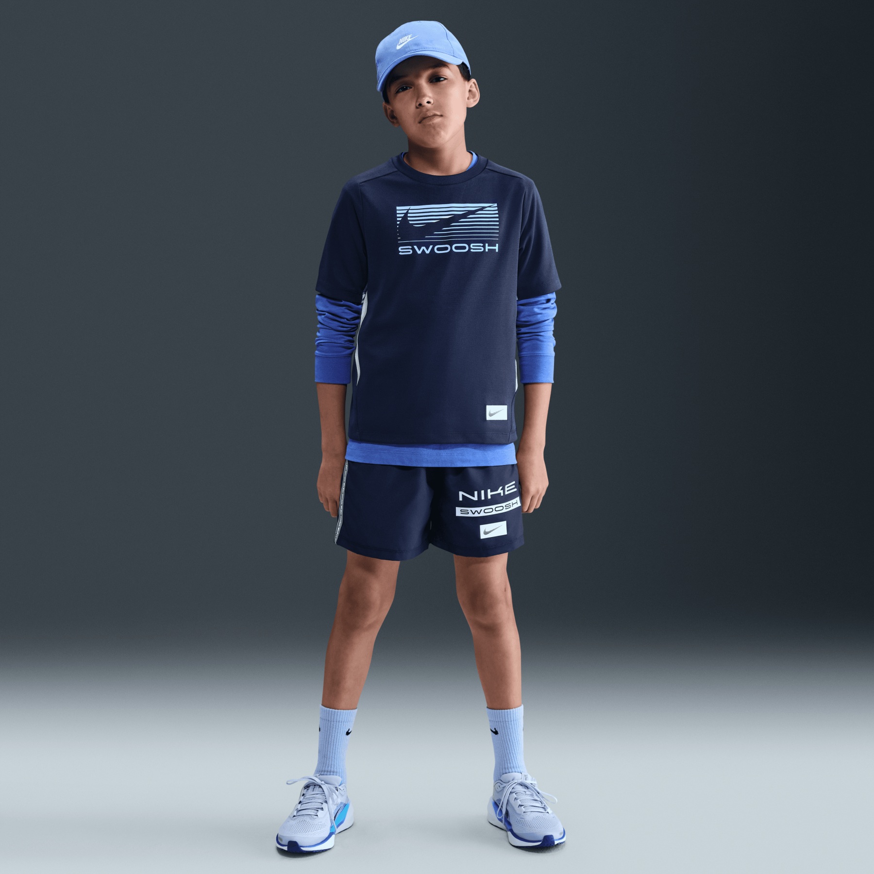 Nike Dri-FIT Multi Short-Sleeve T-Shirt Kids - midnight navy