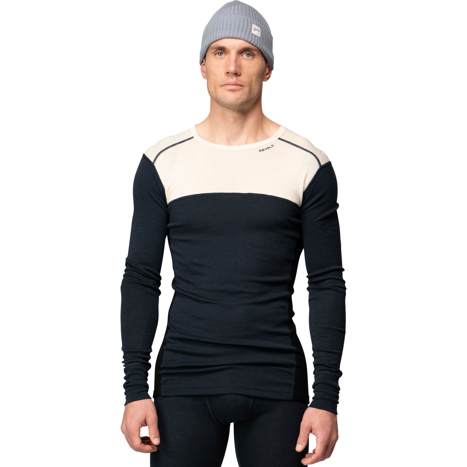 Produktbild von Devold Lauparen Merino 190 Langarm-Shirt Herren - 010C Raw White/Ink/Black