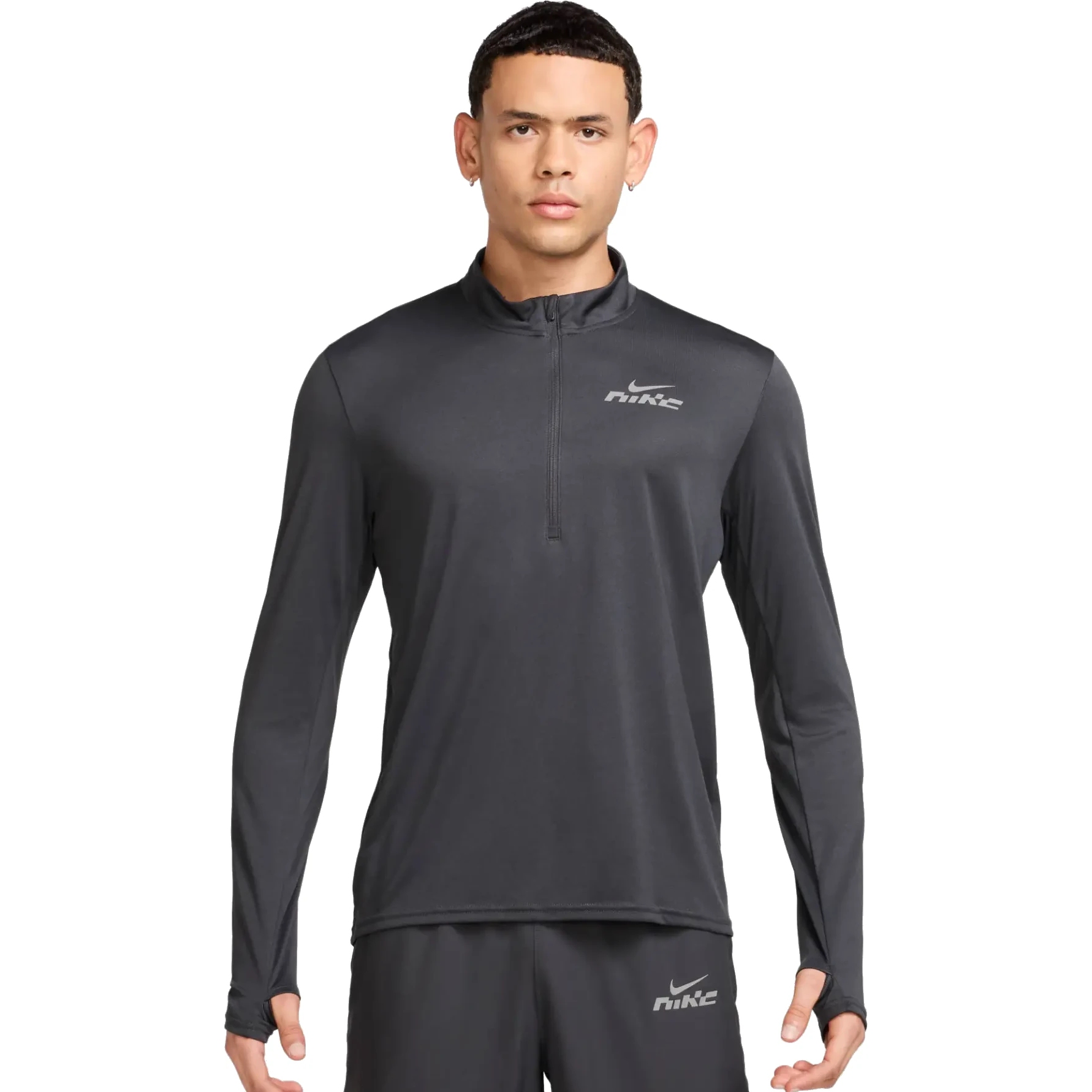 Picture of Nike Dri-FIT Pacer Flash 1/2-Zip Longsleeve Running Shirt Men - dark smoke grey/reflective silver IB3772-070
