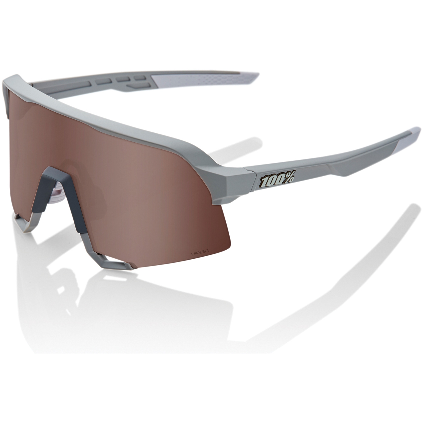 Photo produit de 100% Lunettes - S3 - HiPER Mirror Lens - Soft Tact Stone Grey / Crimson Silver + Clear