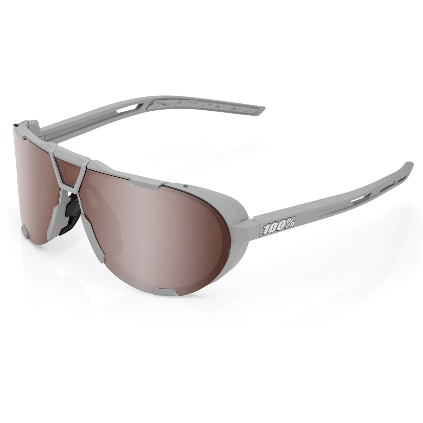 Productfoto van 100% Westcraft Glasses - HiPER Mirror Lens - Soft Tact Cool Grey / Crimson Silver