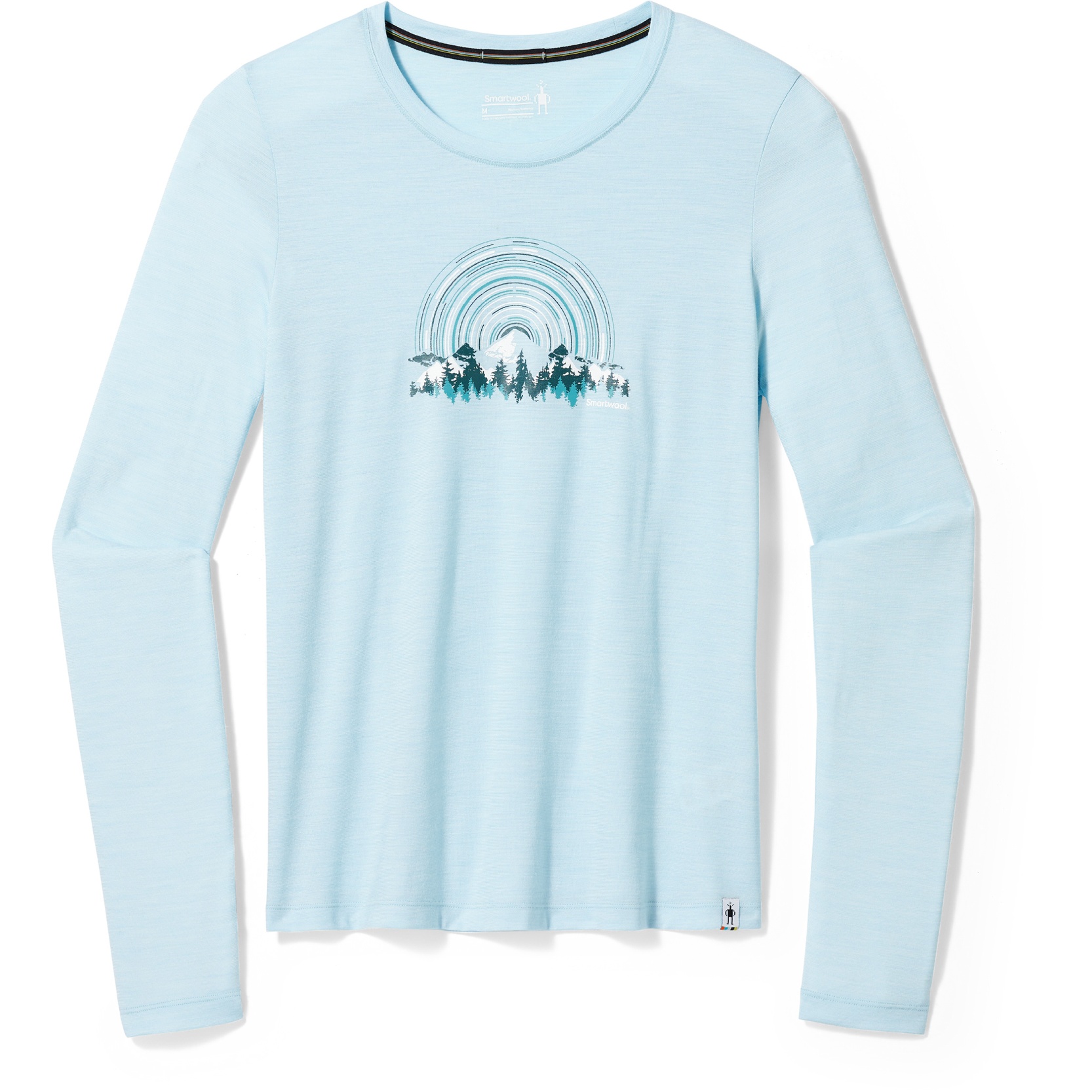 Picture of SmartWool Never Summer Mountains Graphic Women&#039;s Long Sleeve Tee - M06 winter sky heather