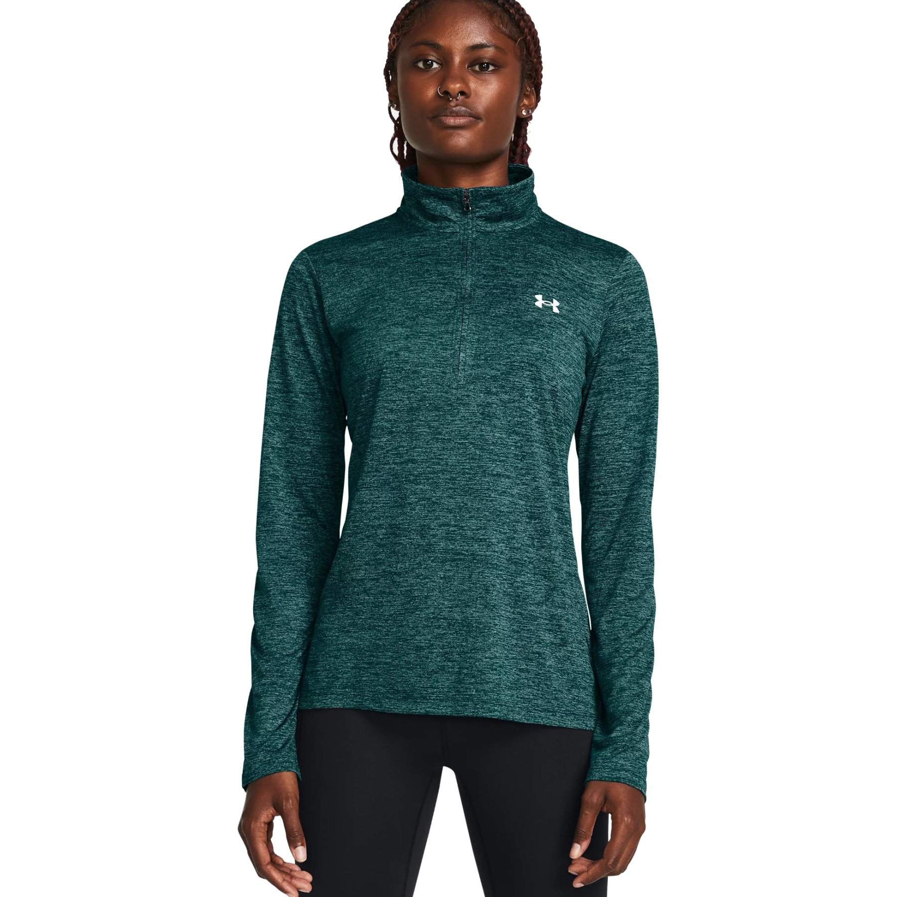Picture of Under Armour UA Tech™ Twist 1/2 Zip Long Sleeve Top Women - Hydro Teal/White