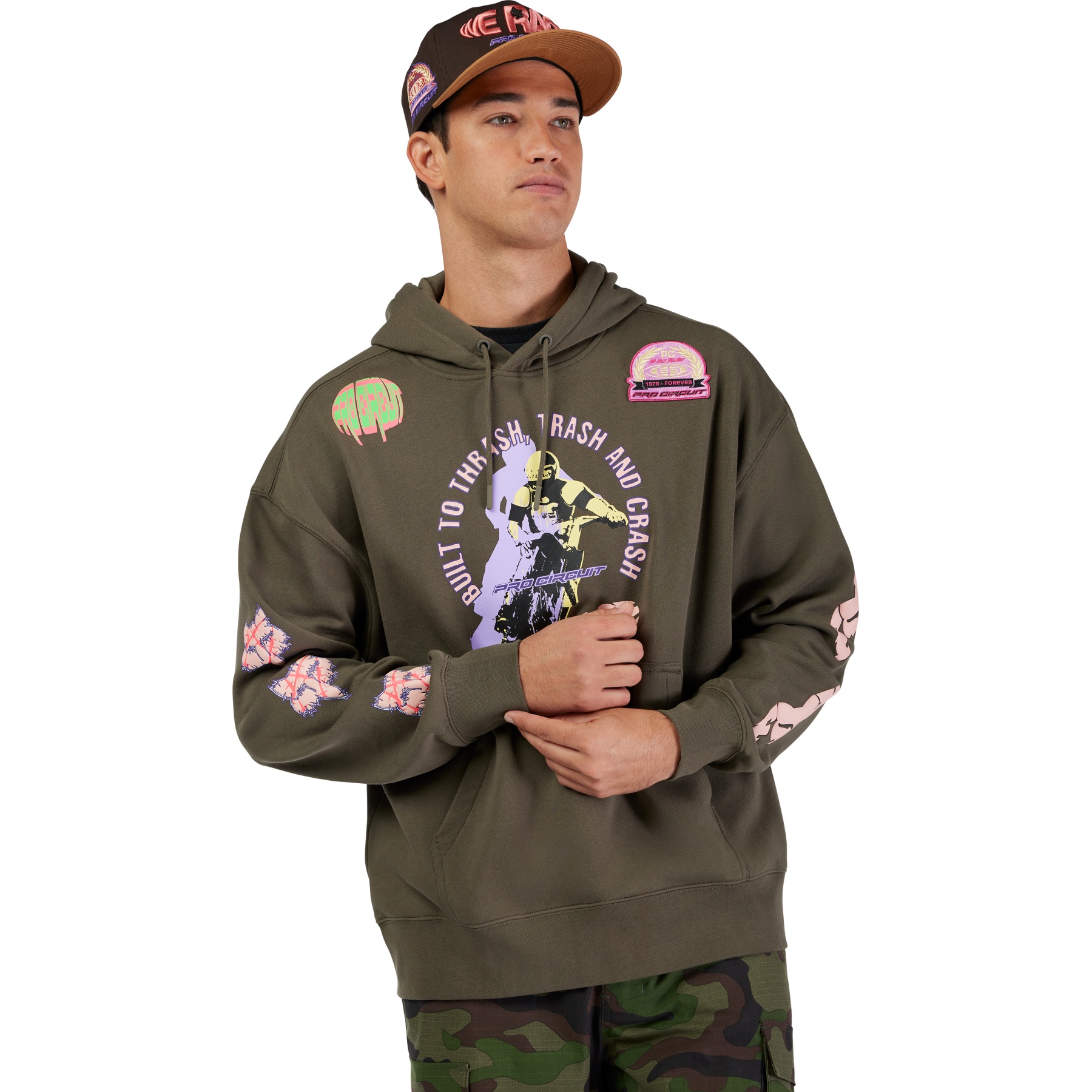 FOX Pro Circuit Oversized Fleece Hoodie Men - military | BIKE24