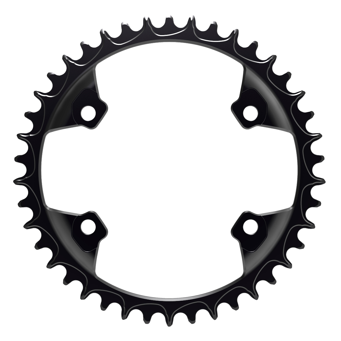 Productfoto van Alugear Narrow Wide Road Chainring - for Shimano GRX Gravel 110 BCD Asymmetric - 4-Bolt