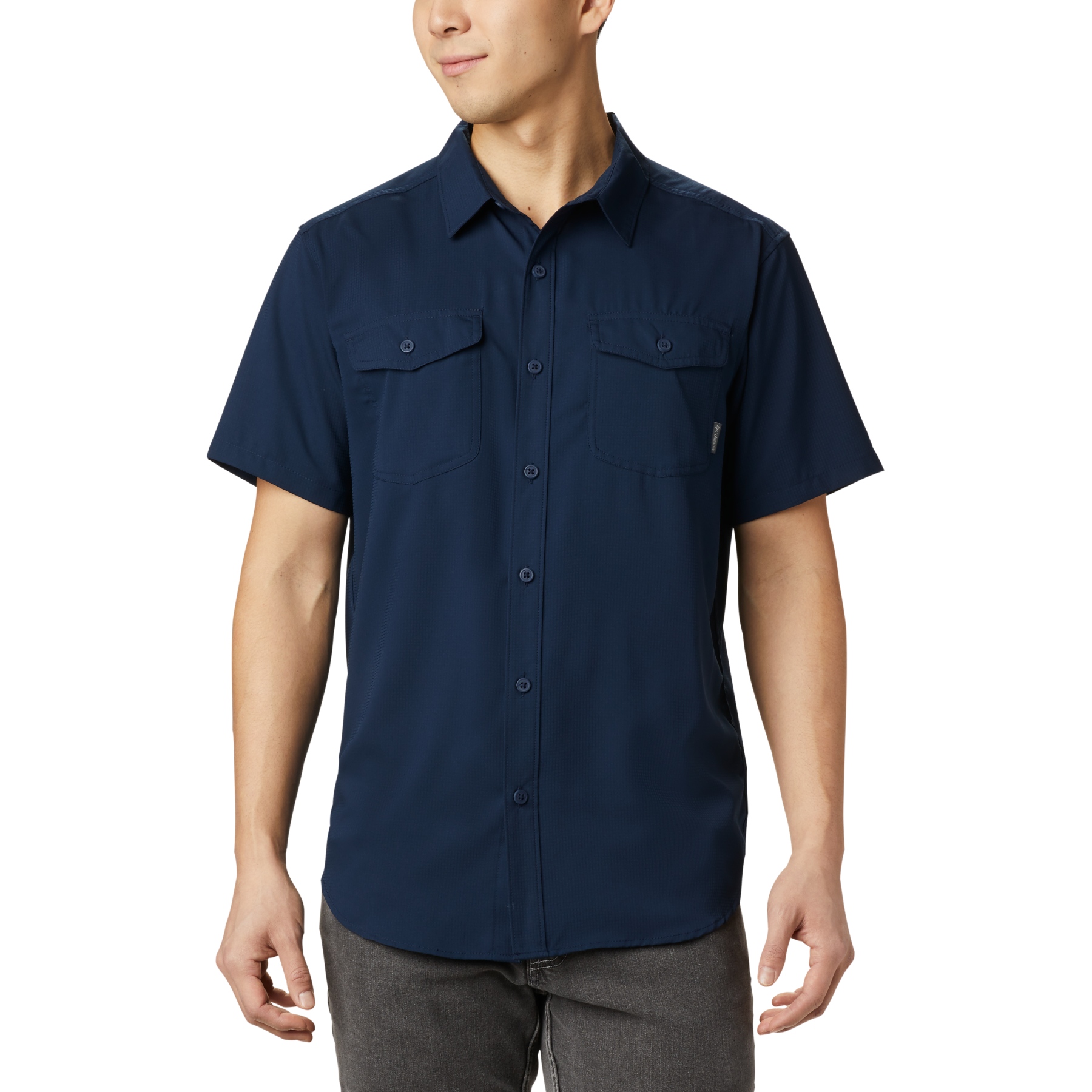 Columbia Men's Utilizer II Short Sleeve Shirt - UPF Sun Protection, Moisture Wicking, Collegiate Navy
