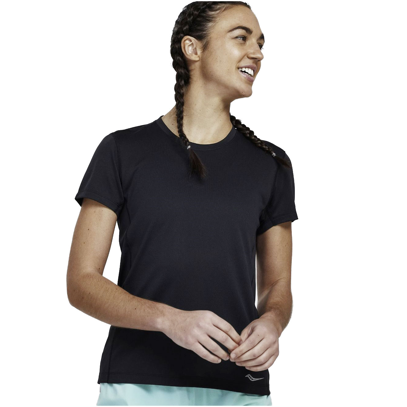 Produktbild von Saucony Stopwatch Damen Kurzarm-Shirt - schwarz