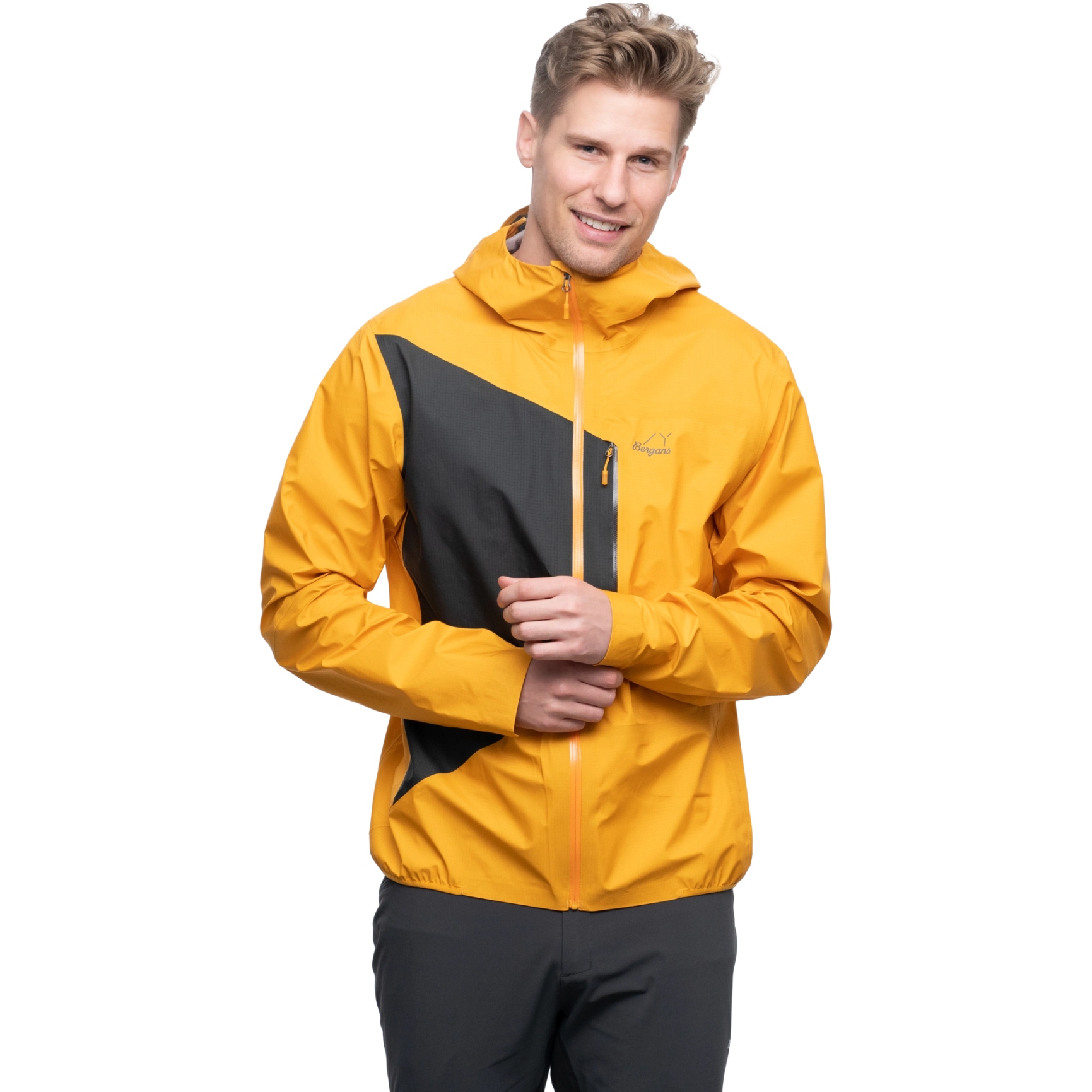 Produktbild von Bergans Y LightLine Air 3L Shell Jacke Herren - mango yellow/dark shadow grey