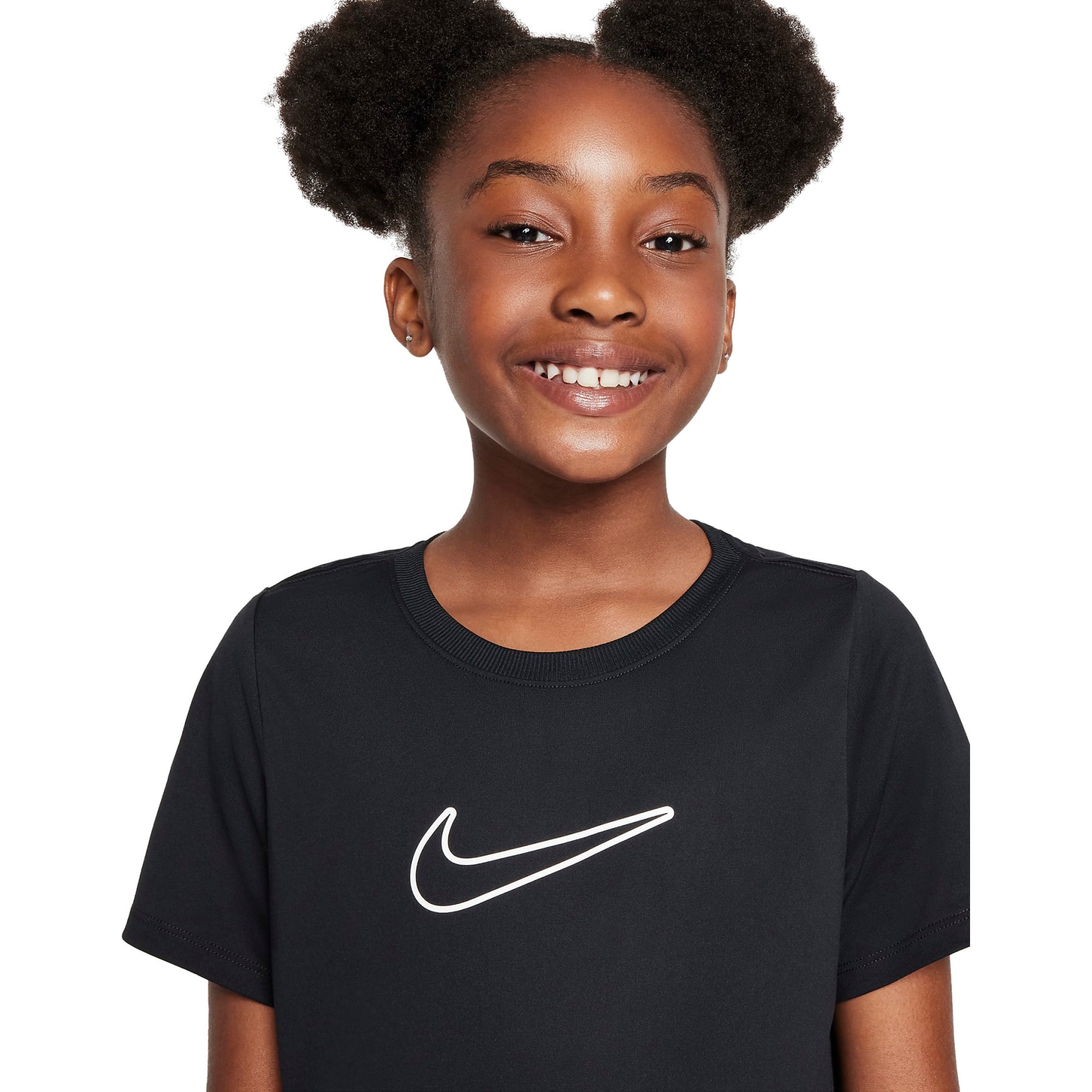 Nike One Fitted Dri FIT Short Sleeve Top Kids black white FZ5600 010 BIKE24