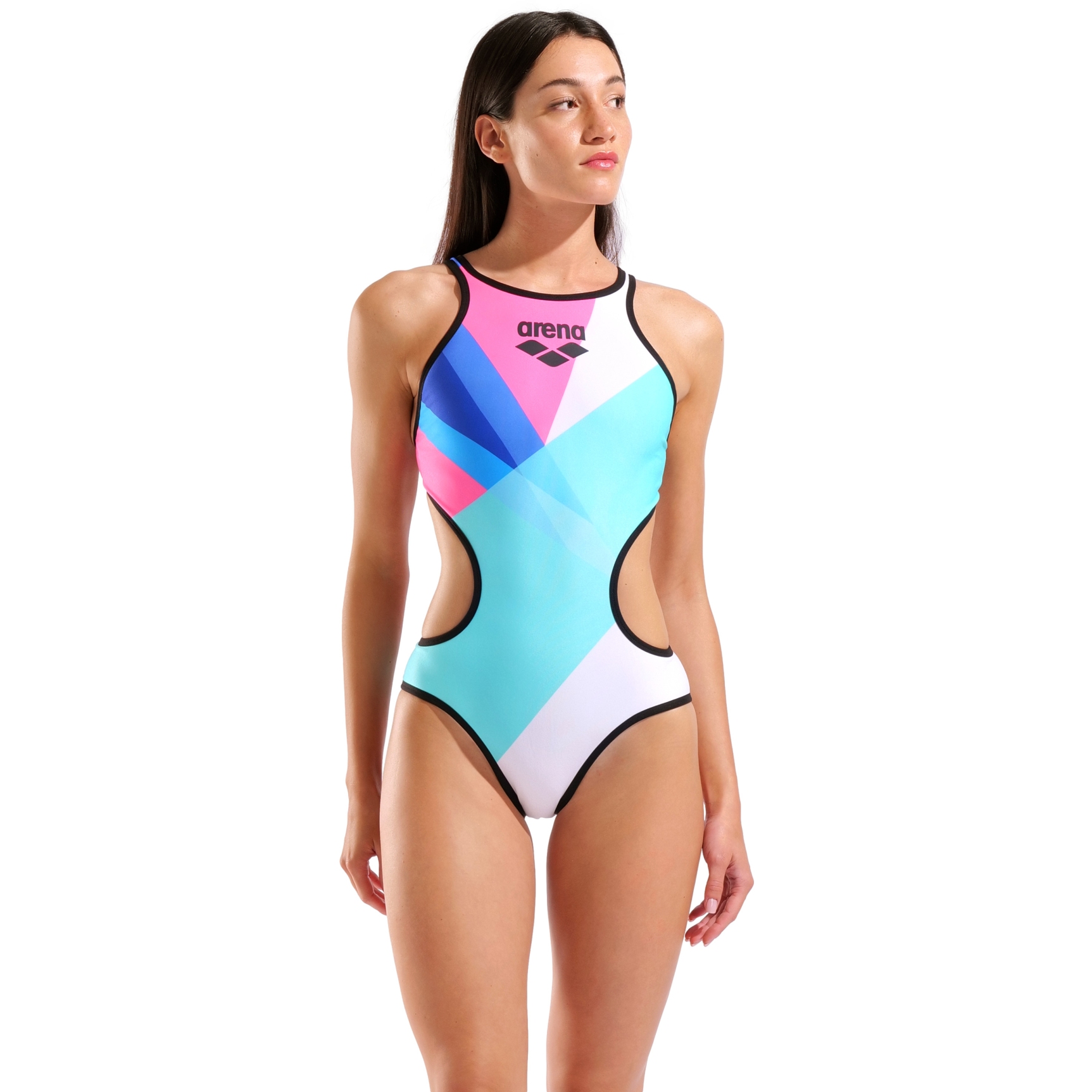 женский купальник arena One Placement Tech на спине - Разноцветный/Черный