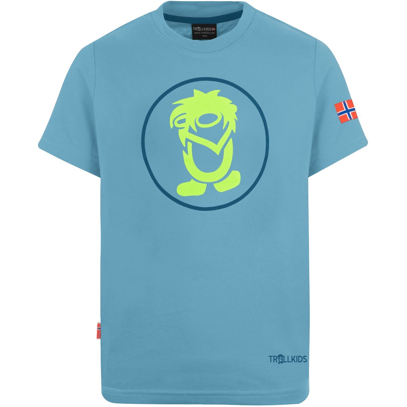 Foto van Trollkids Troll Kinder T-Shirt - Dolphin Blue/Lime