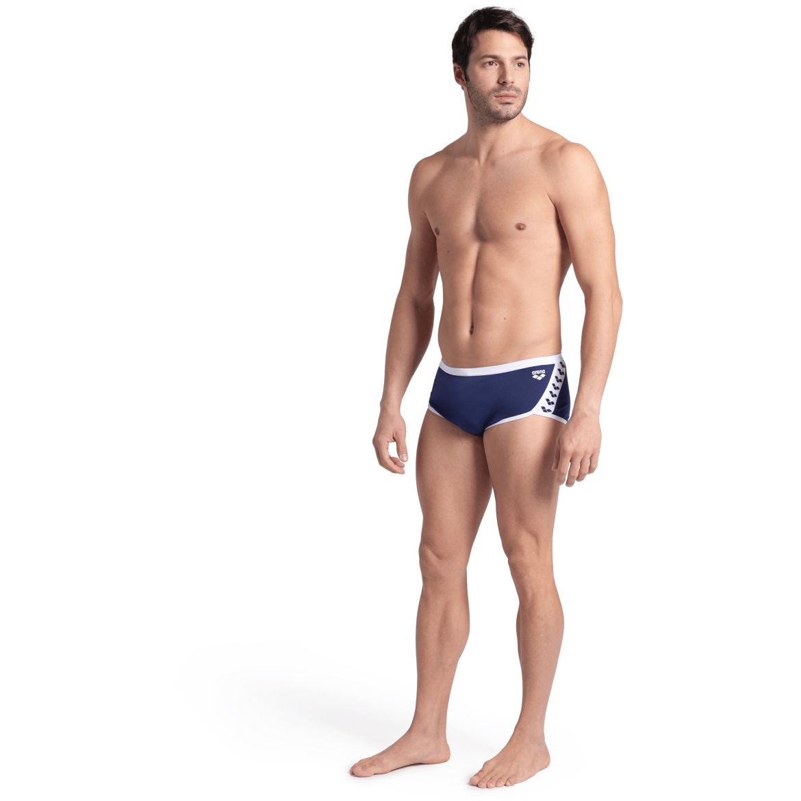 アリーナPerformance Icons Low-Waist Navy 85 arena Performance Icons Solid Low-Waist Swim Shorts Men - Navy