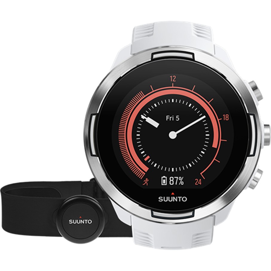Productfoto van Suunto 9 Baro White Multisport GPS Watch with Hear Rate Belt