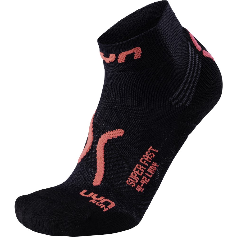 Image of UYN Running Super Fast Socks Women - Black/Coral Fluo